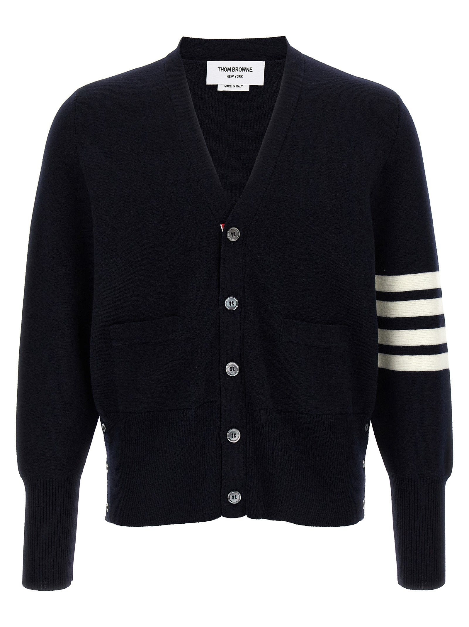 Thom Browne Blue Virgin Wool Cardigan - Exquisite Luxury Fashion