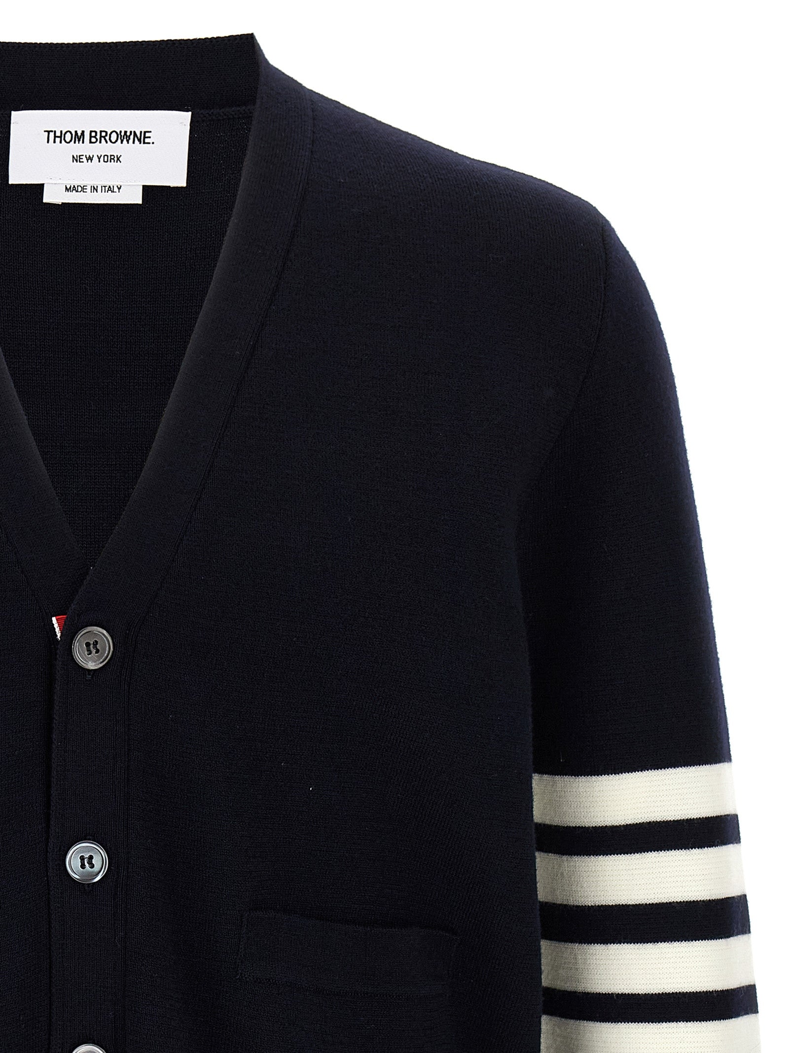 Thom Browne Blue Virgin Wool Cardigan - Timeless Luxury Elegance