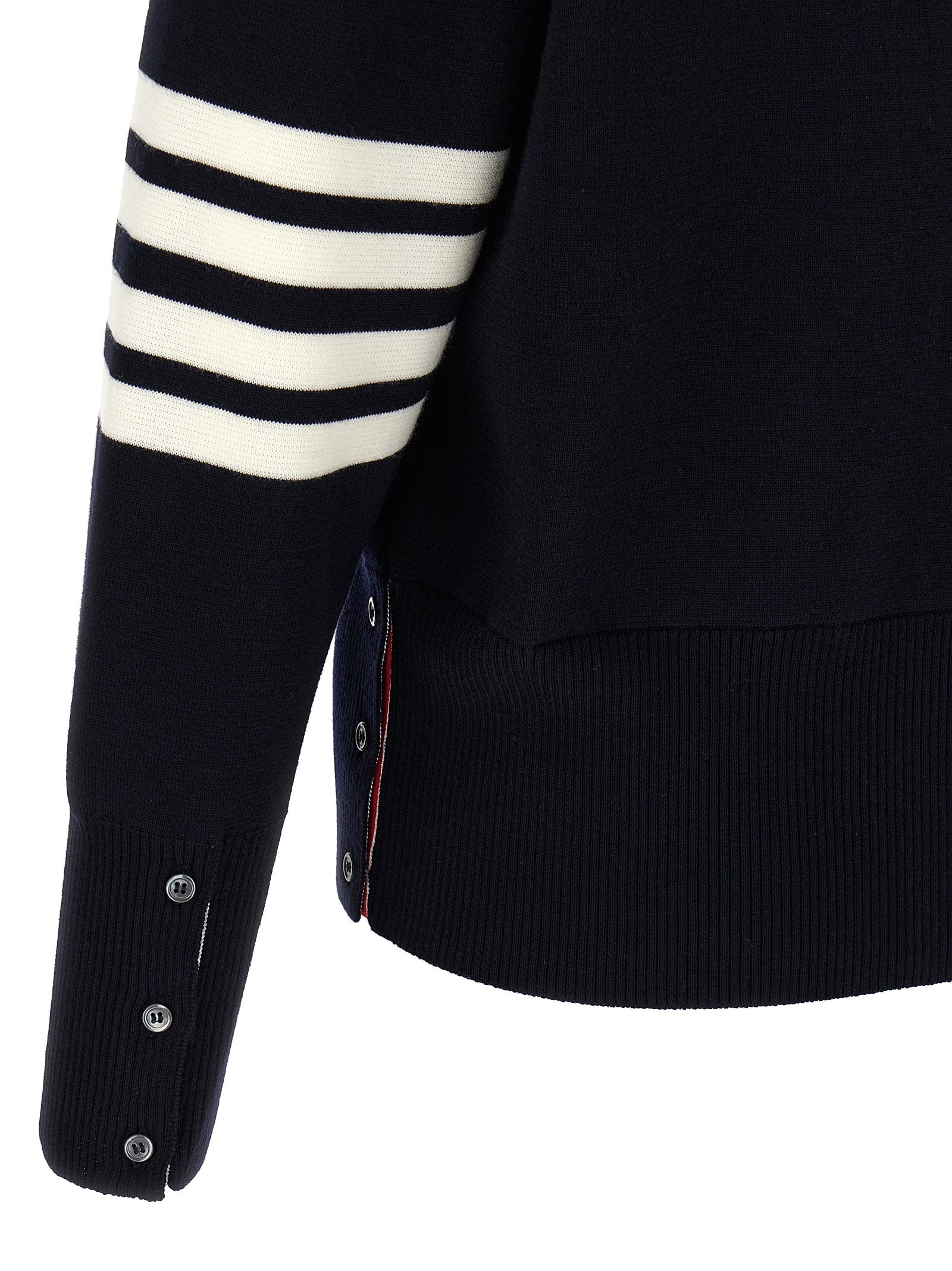 Thom Browne Blue Virgin Wool Cardigan - Timeless Luxury Elegance