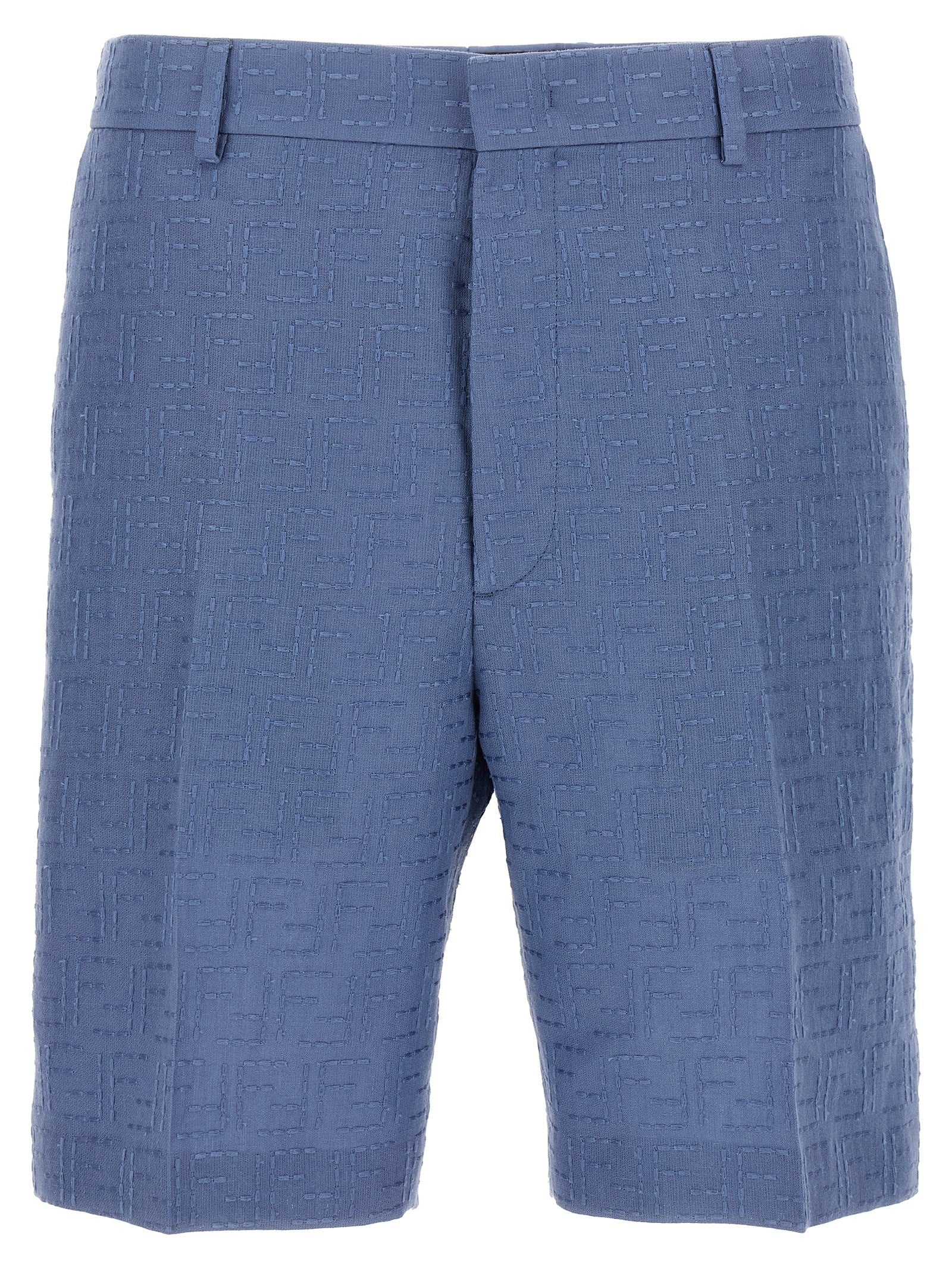 Fendi Blue Linen Bermuda Shorts