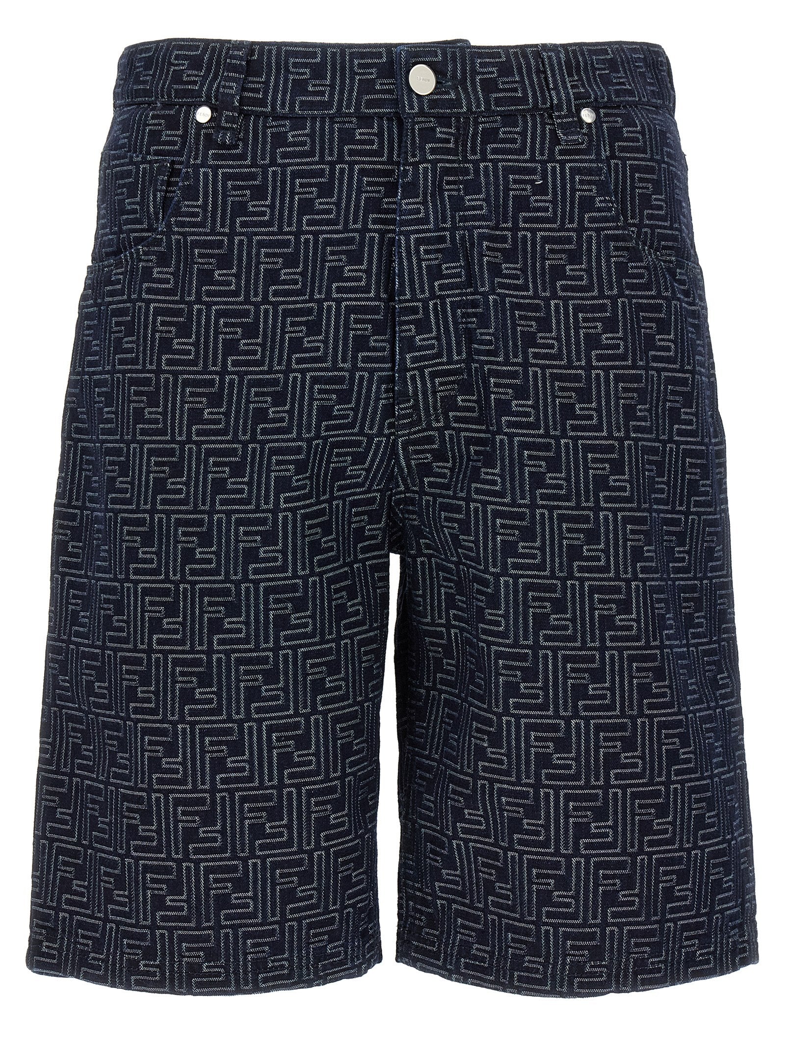 Fendi Blue Cotton Bermuda Shorts - Exquisite Luxury Fashion