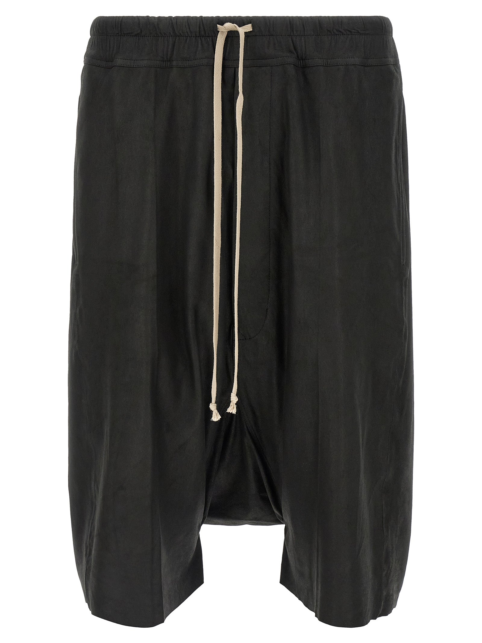 Rick Owens Black Lamb Leather Bermuda Shorts - Avant-Garde Luxury