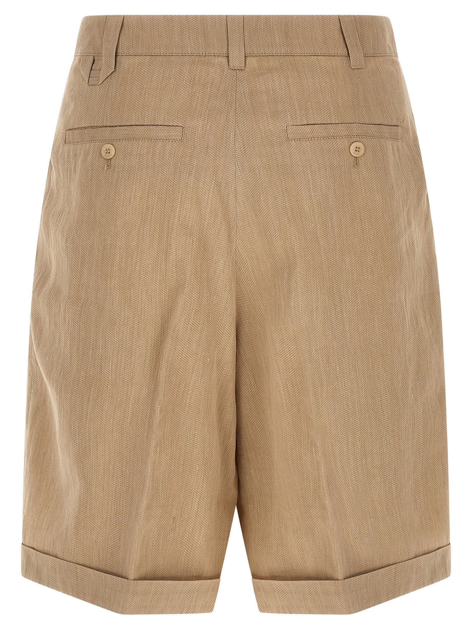 Indulge in the elegance of Jacquemus Beige Linen Bermuda Shorts, a luxurious blend of linen and viscose, crafted for timeless sophistication and effortless style.