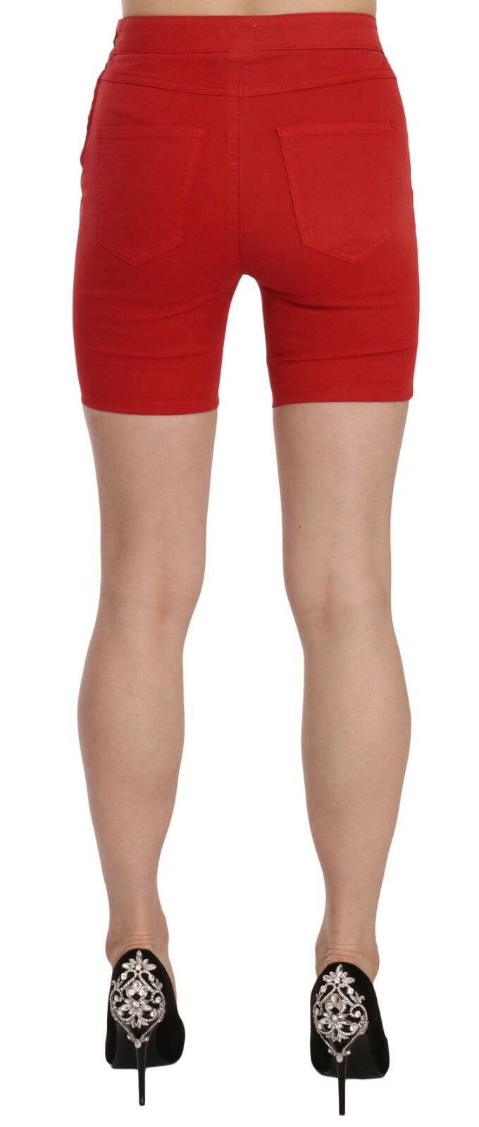Indulge in the exquisite allure of PINKO's Red Mid Waist Cotton Stretch Slim Mini Shorts, a luxurious blend of high craftsmanship and timeless elegance for the discerning individual.