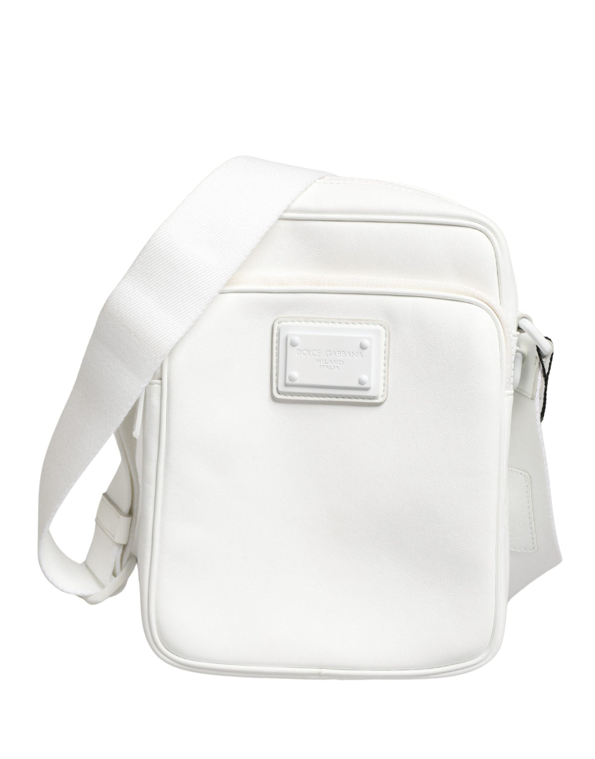 Dolce & Gabbana White Logo Plaque Crossbody Bag – Timeless Luxury