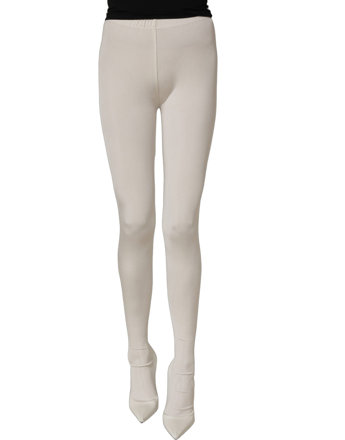 Dolce & Gabbana White High Heel Pumps with Jersey Tights