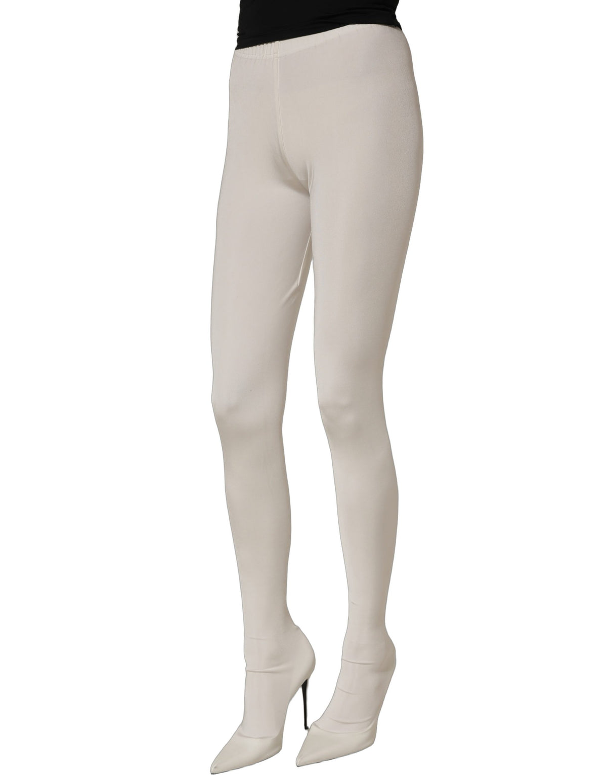 Dolce & Gabbana White High Heel Pumps with Jersey Tights