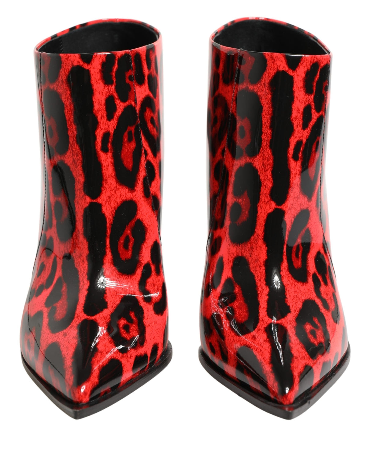 Indulge in the exquisite allure of Dolce & Gabbana's Red Leopard Cardinale Ankle Boots, crafted from luxurious calf leather, embodying timeless elegance and bold sophistication.
