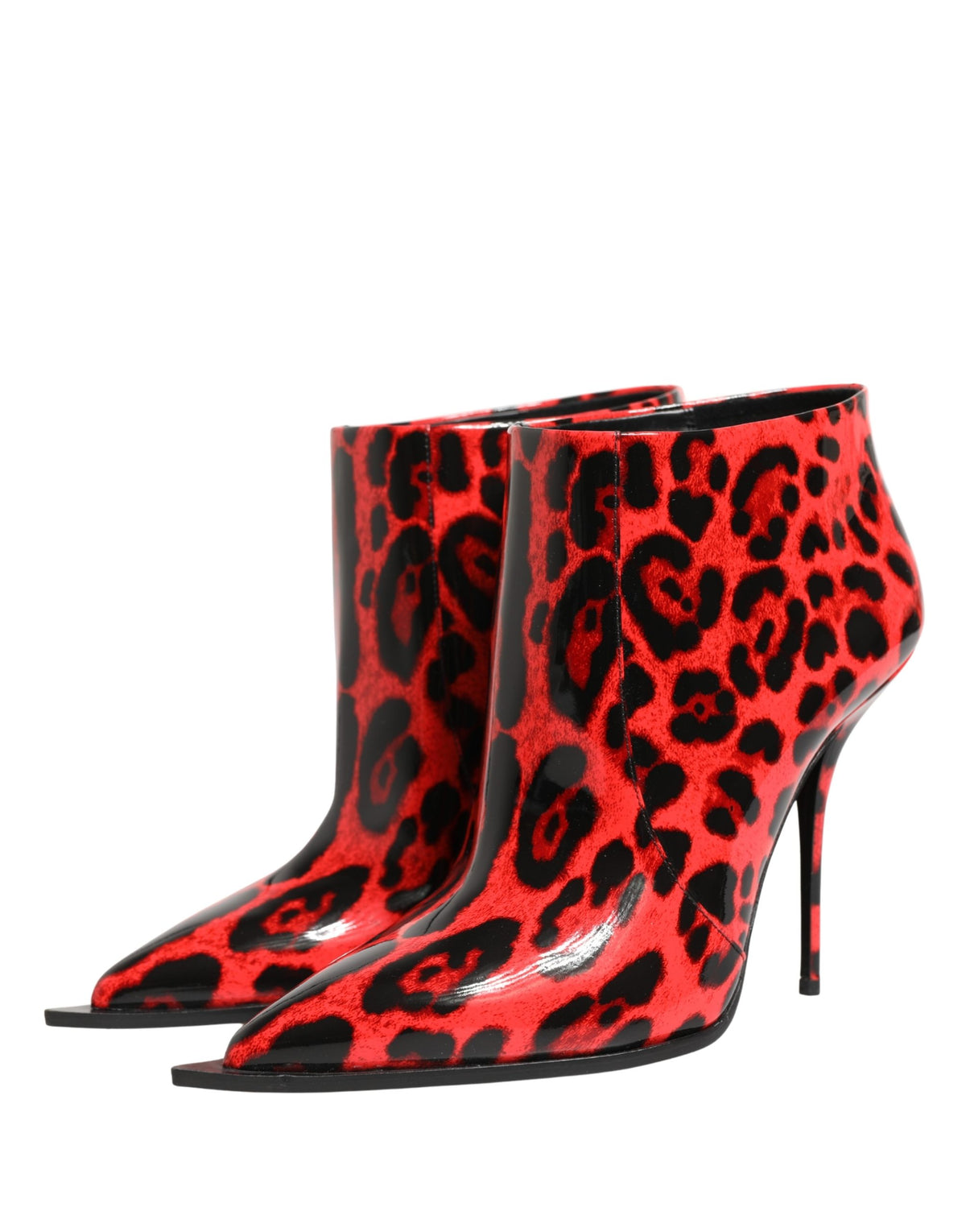 Indulge in the exquisite Dolce & Gabbana Red Leopard Cardinale Ankle Boots, crafted from luxurious calf leather, embodying bold elegance and timeless sophistication for the discerning individual.