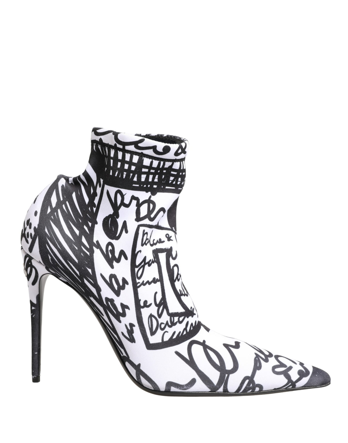 Experience the allure of Dolce & Gabbana's White Graffiti Stretch Ankle Boots, where exquisite Italian craftsmanship meets bold artistry, elevating your style to new heights.