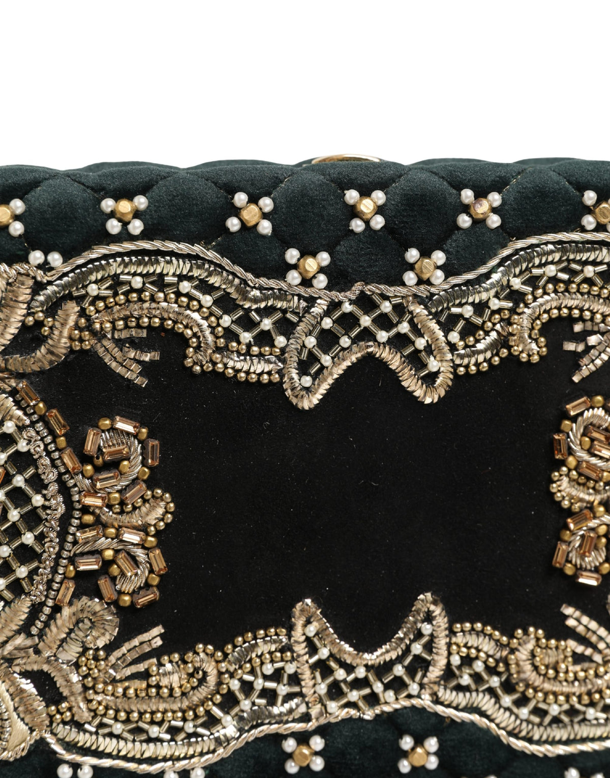 Dolce & Gabbana Black Velvet Gold Frame Clutch - Timeless Elegance