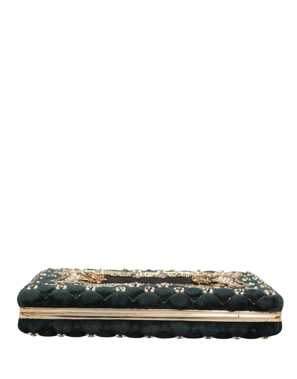 Dolce & Gabbana Black Velvet Gold Frame Clutch - Timeless Elegance
