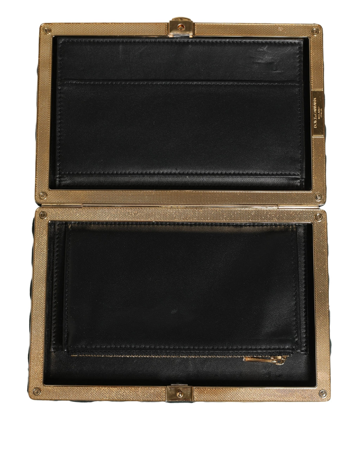 Dolce & Gabbana Black Velvet Gold Frame Clutch - Timeless Elegance