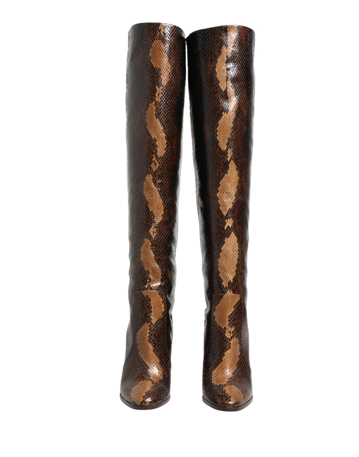 Dolce & Gabbana Brown Exotic Leather Knee High Boots - Luxury Elegance