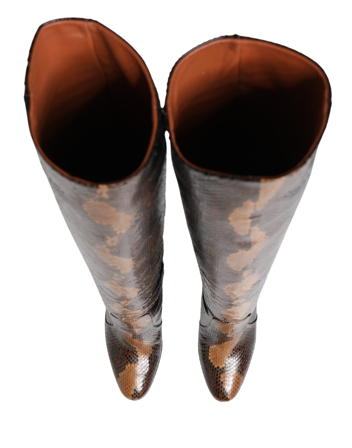 Dolce & Gabbana Brown Python Knee High Boots - Exquisite Luxury