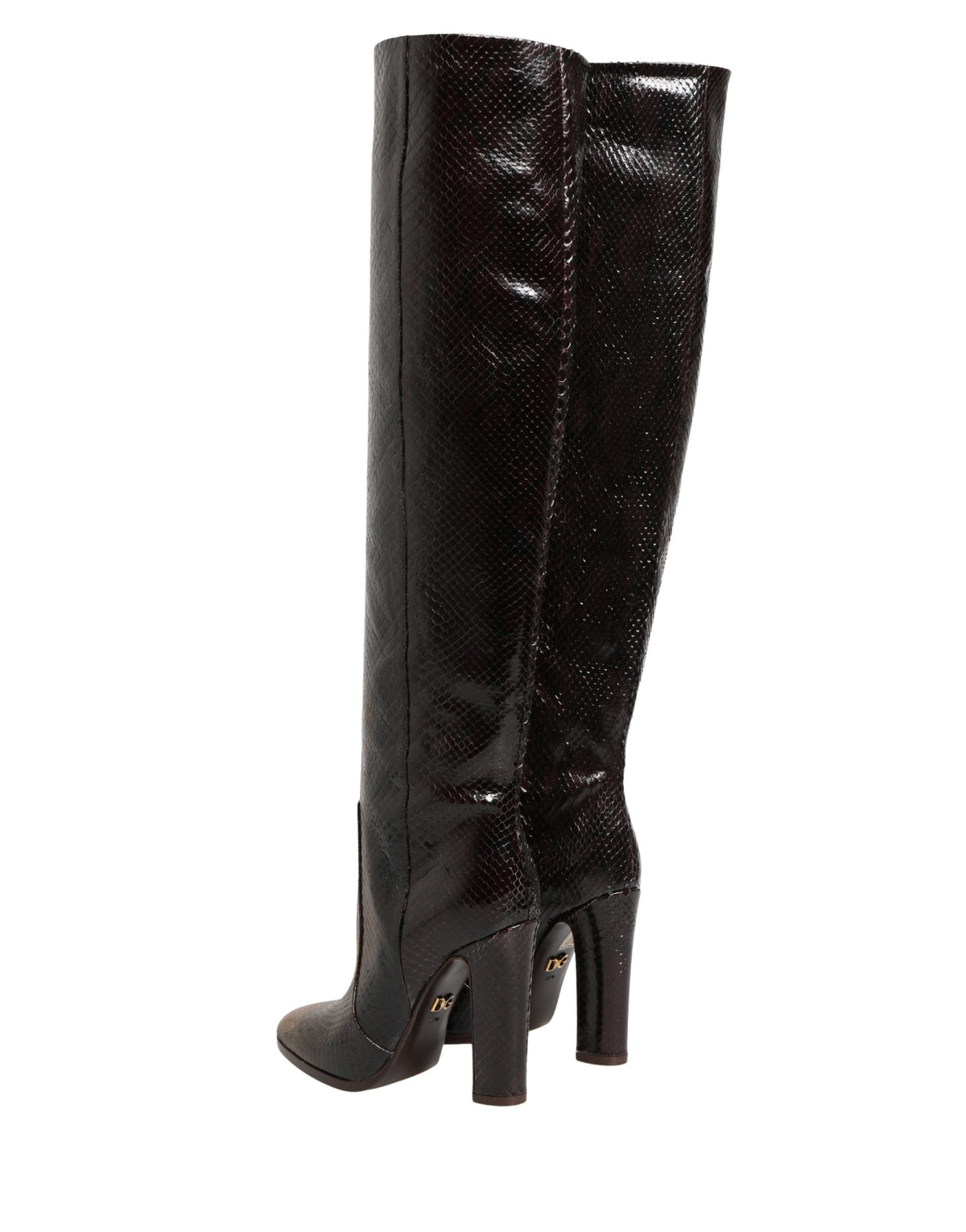 Dolce & Gabbana Brown Exotic Leather Knee High Boots - Luxury Elegance