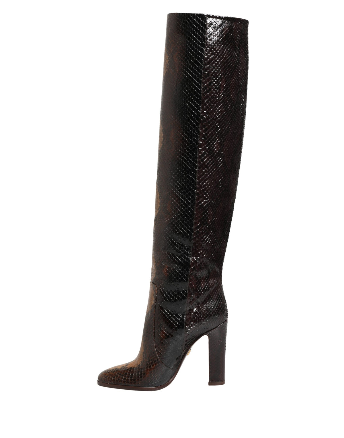 Dolce & Gabbana Brown Python Knee High Boots - Exquisite Luxury