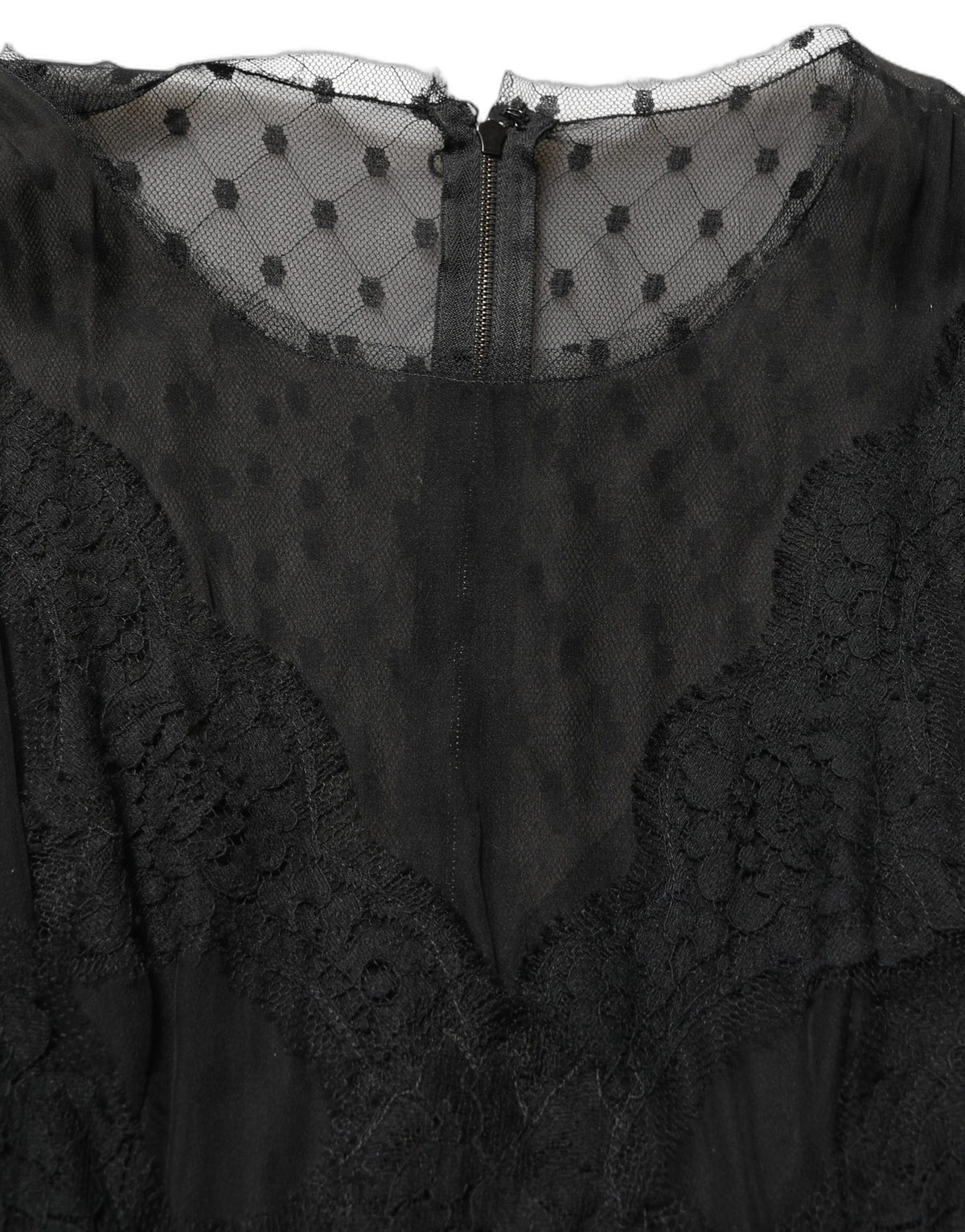 Dolce & Gabbana Black Lace Trim A-line Mini Dress - Luxury Elegance