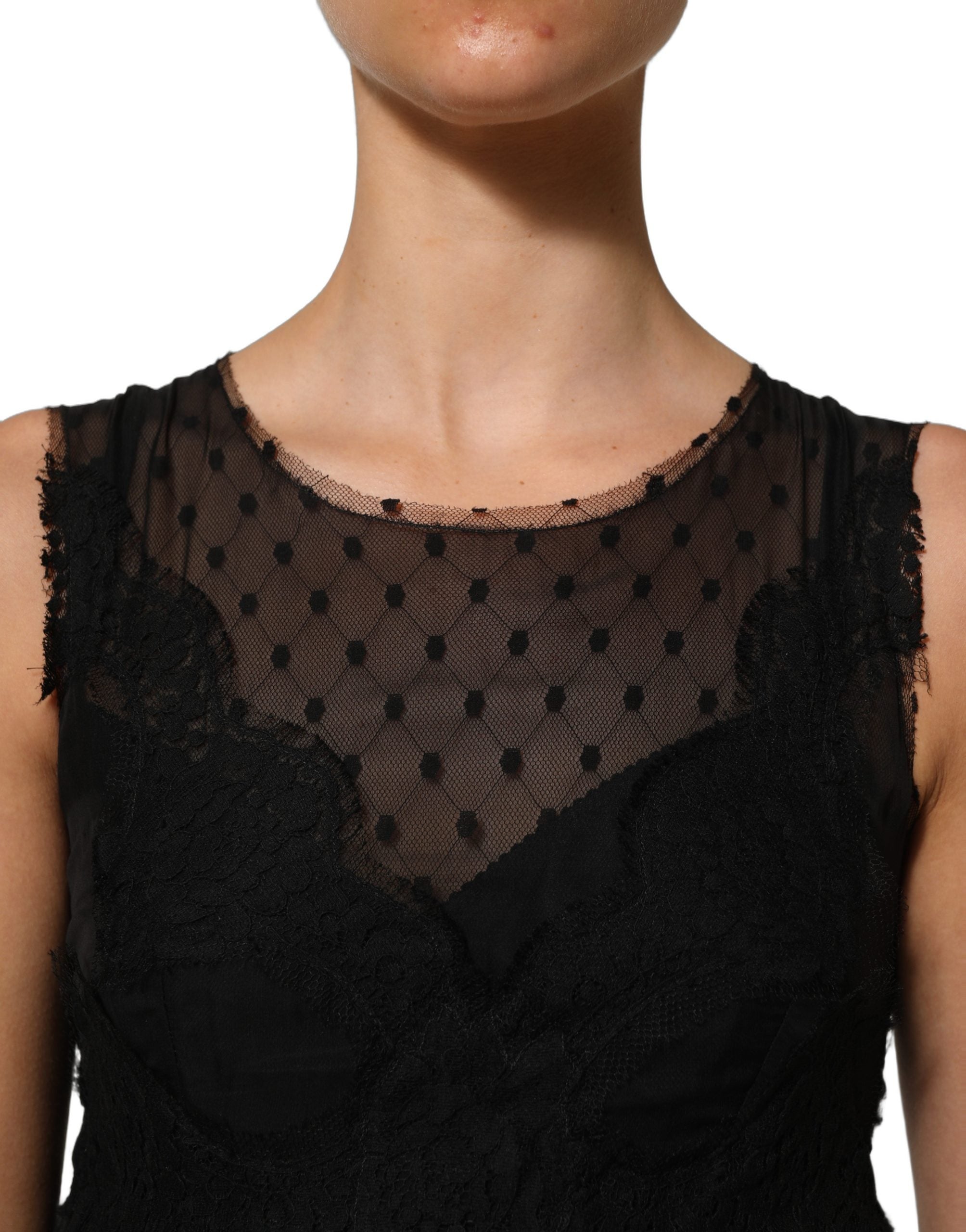 Dolce & Gabbana Black Lace Trim A-line Mini Dress - Luxury Elegance