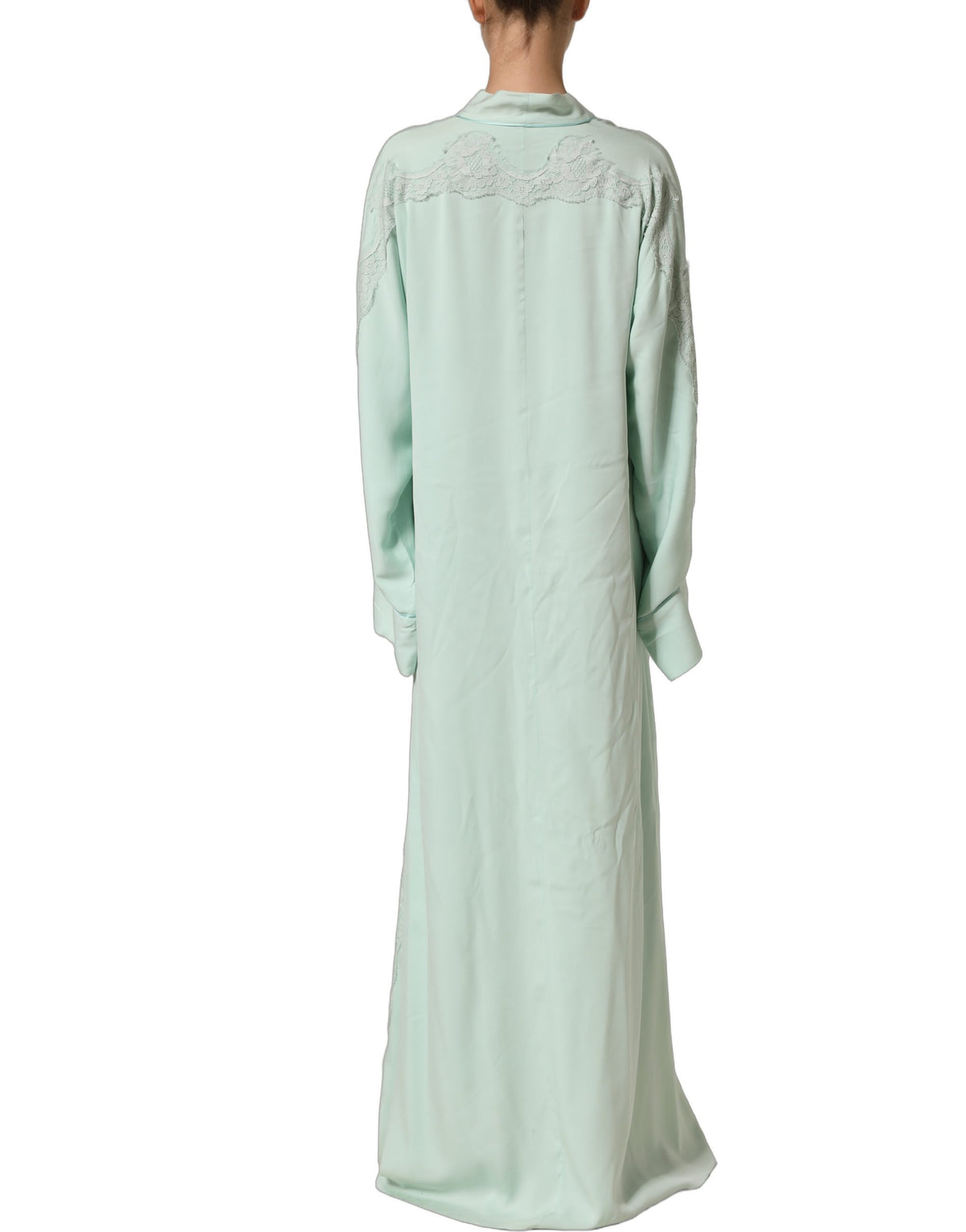 Dolce & Gabbana Mint Green Silk Lace Abaya Maxi Dress