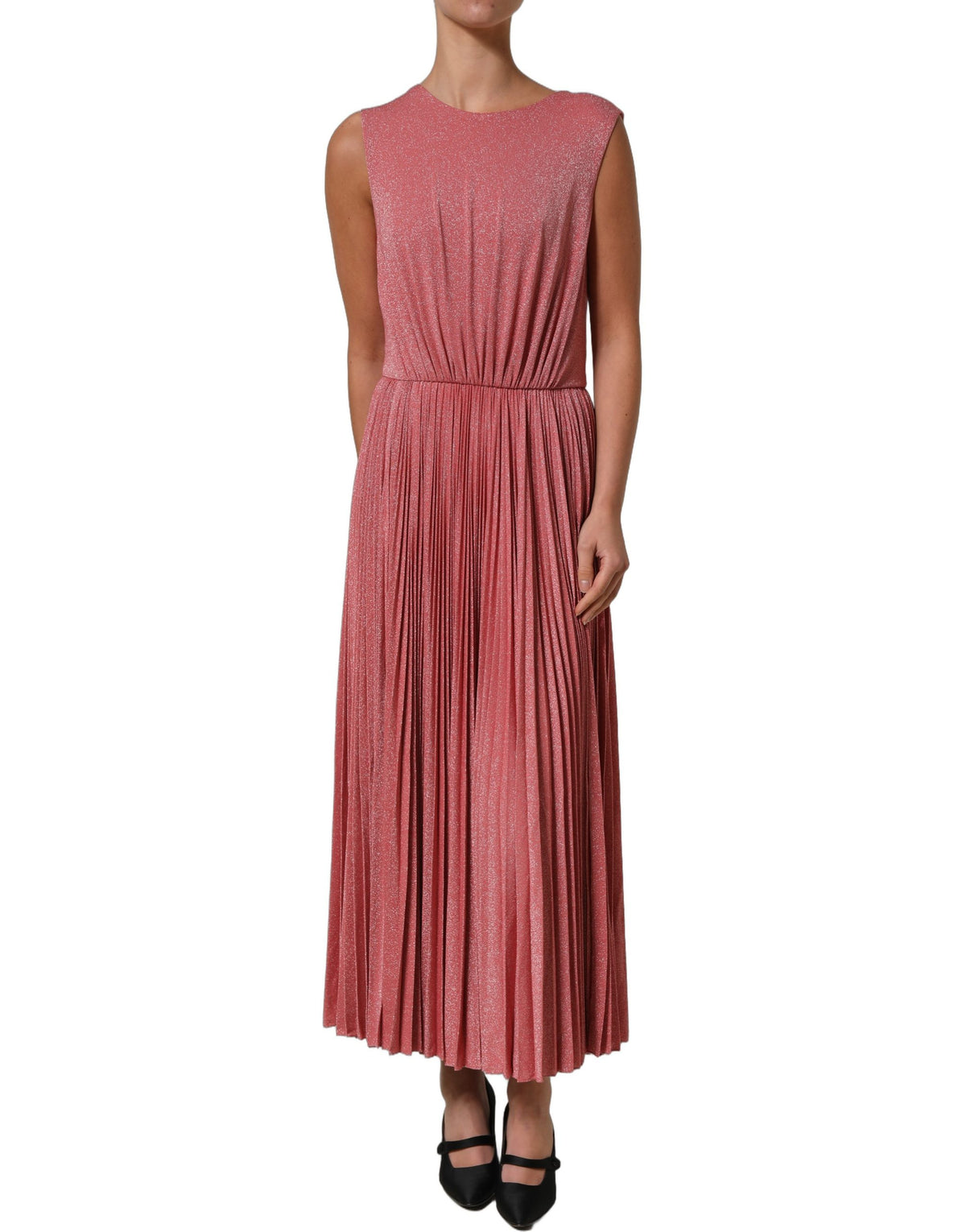 Dolce & Gabbana Coral Pink Pleated Maxi Dress - Timeless Elegance