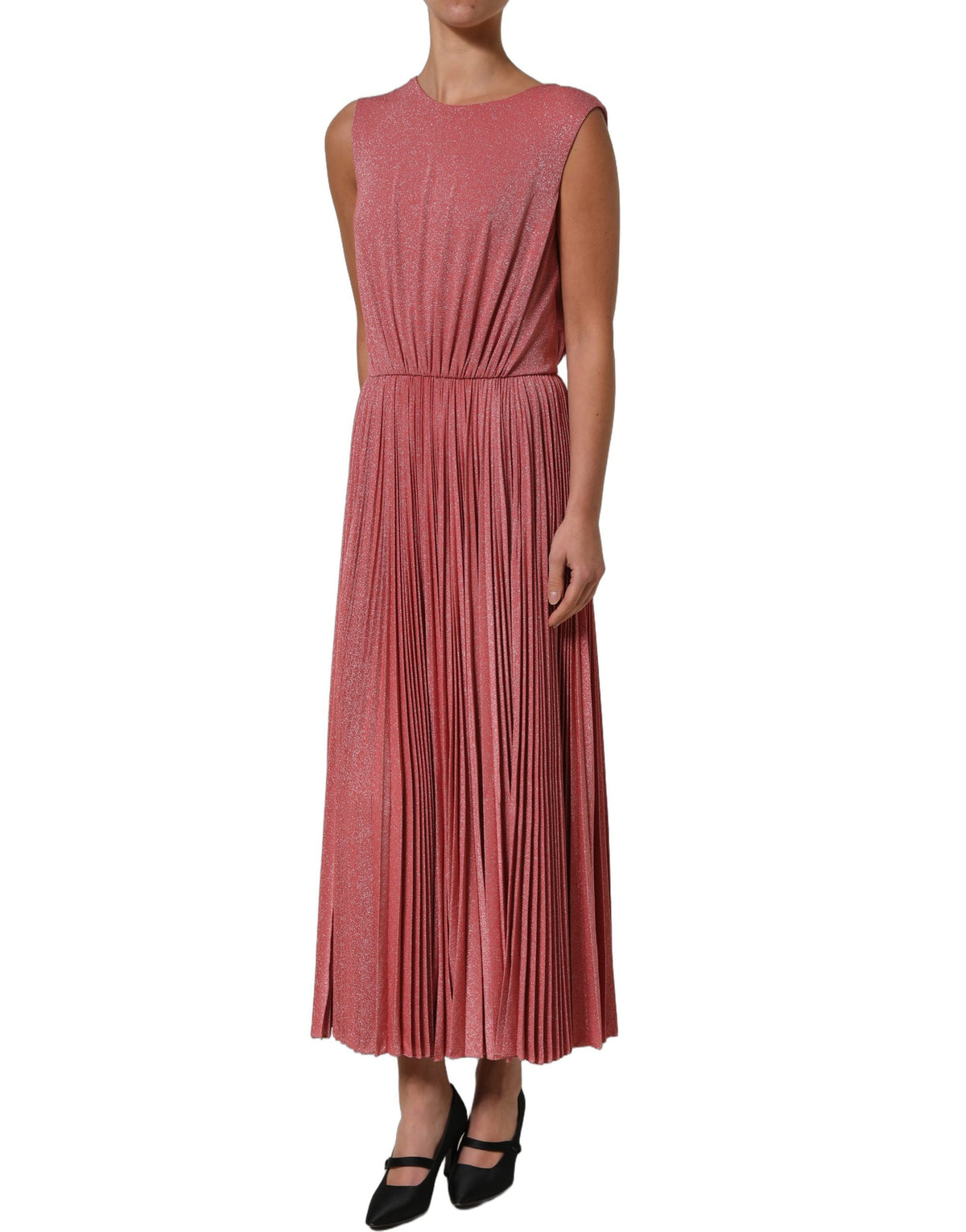 Dolce & Gabbana Coral Pink Pleated Maxi Dress - Timeless Luxury