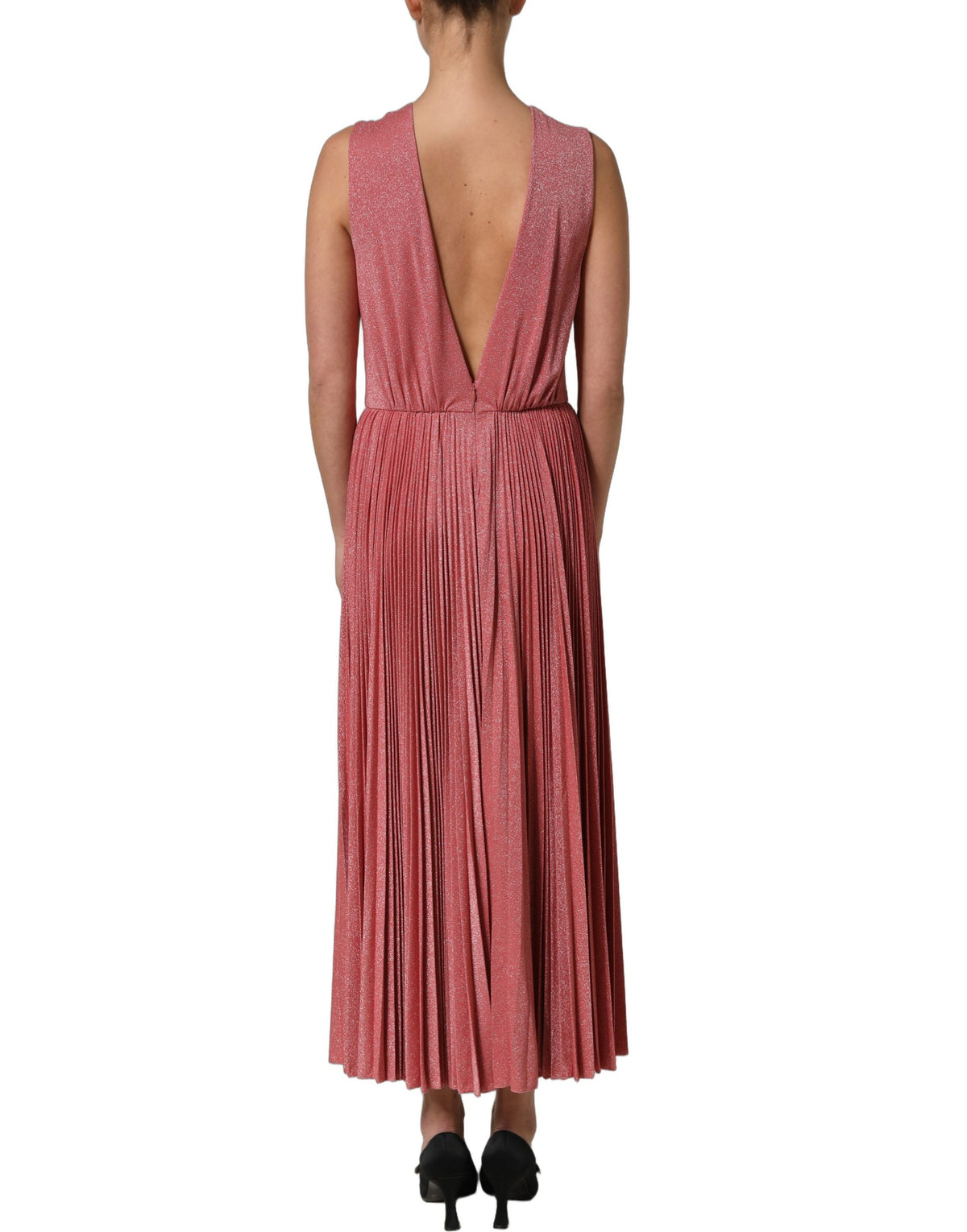 Dolce & Gabbana Coral Pink Pleated Maxi Dress - Timeless Luxury