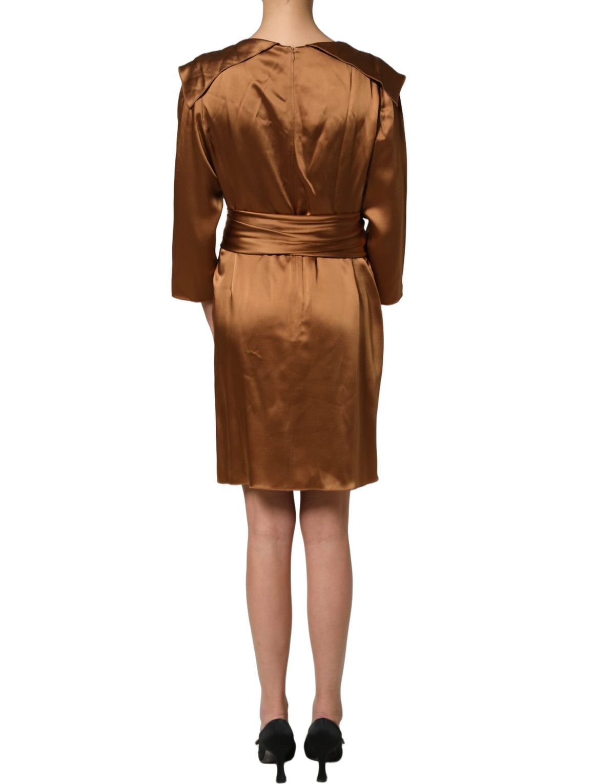 Emporio Armani Luxe Brown Satin Wrap Mini Dress - Timeless Elegance