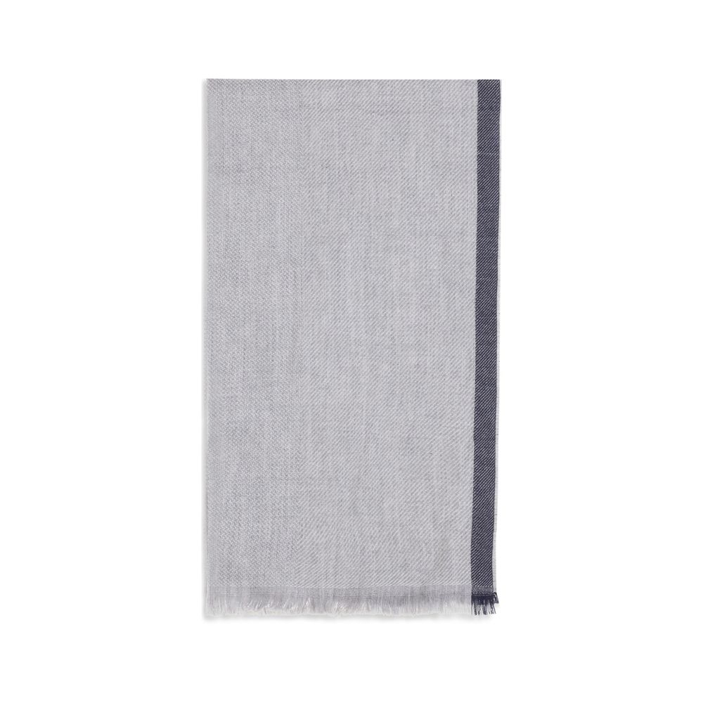 Elevate your style with the Brunello Cucinelli Gray Cashmere Scarf, a luxurious blend of 100% cashmere, embodying sophistication and timeless elegance for the discerning individual.