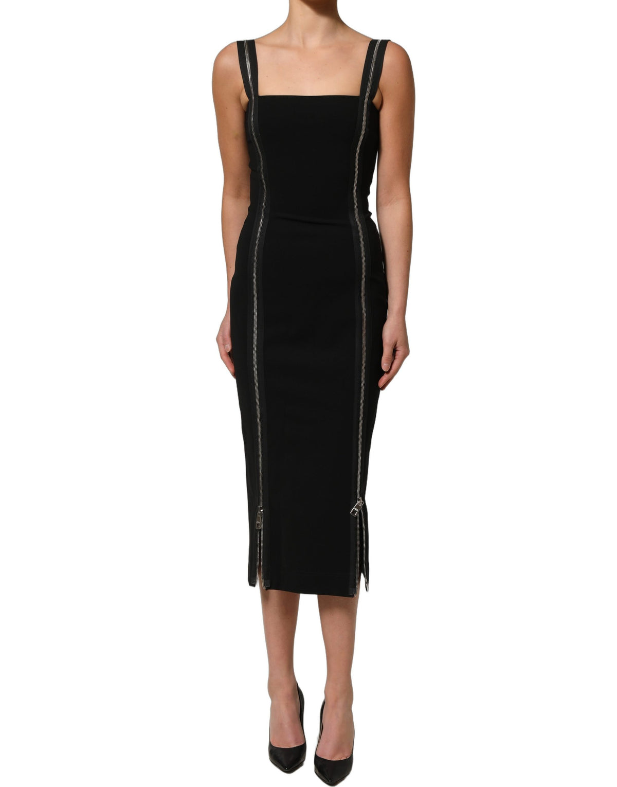 Dolce & Gabbana Black Sleeveless Midi Dress - Exquisite Italian Craftsmanship