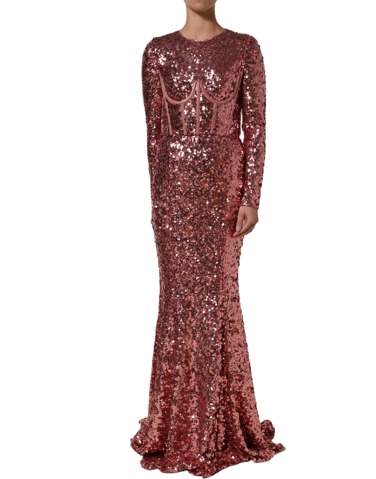 Dolce & Gabbana Pink Sequined Corset Gown - Exquisite Elegance