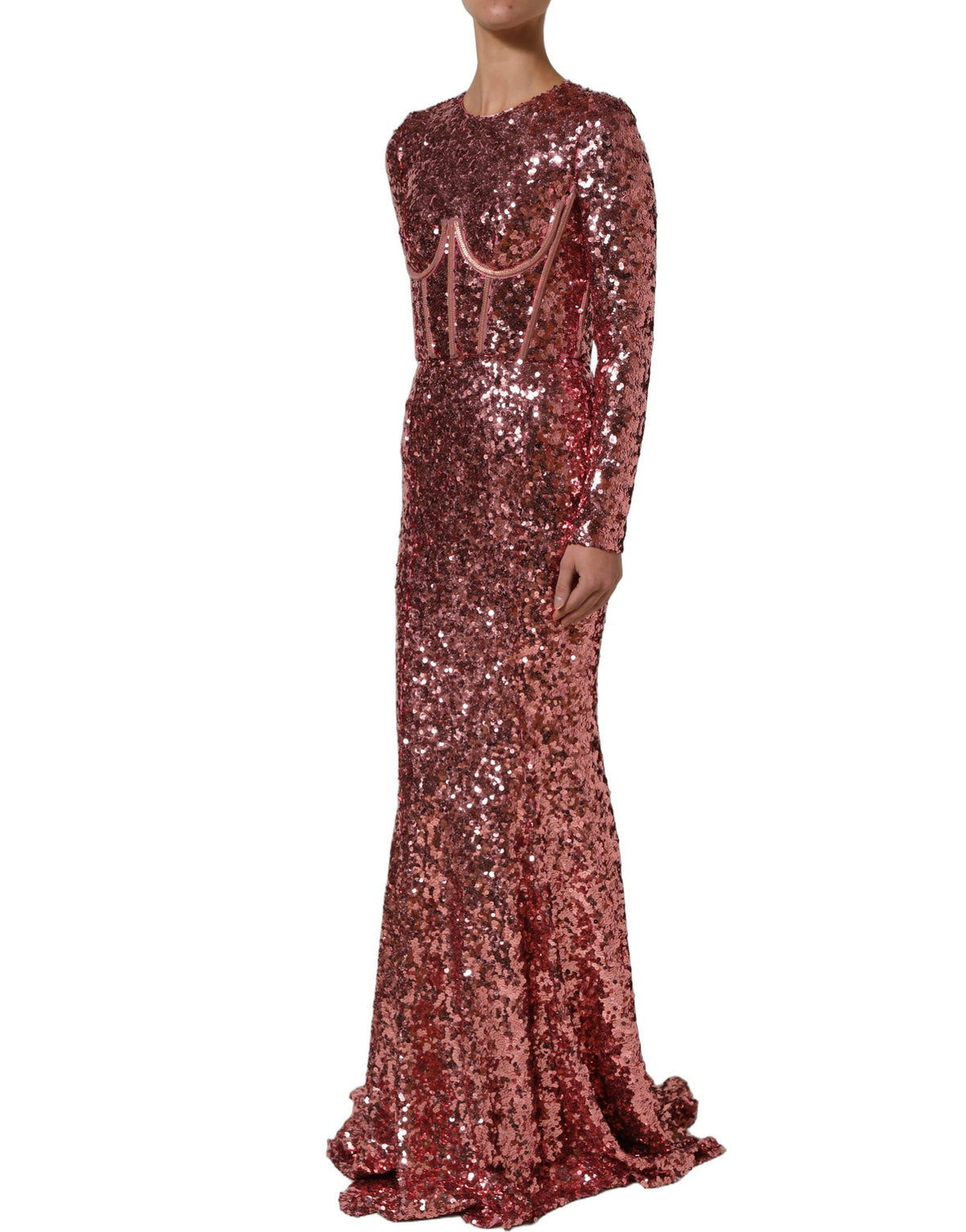 Dolce & Gabbana Pink Sequined Corset Gown - Exquisite Luxury