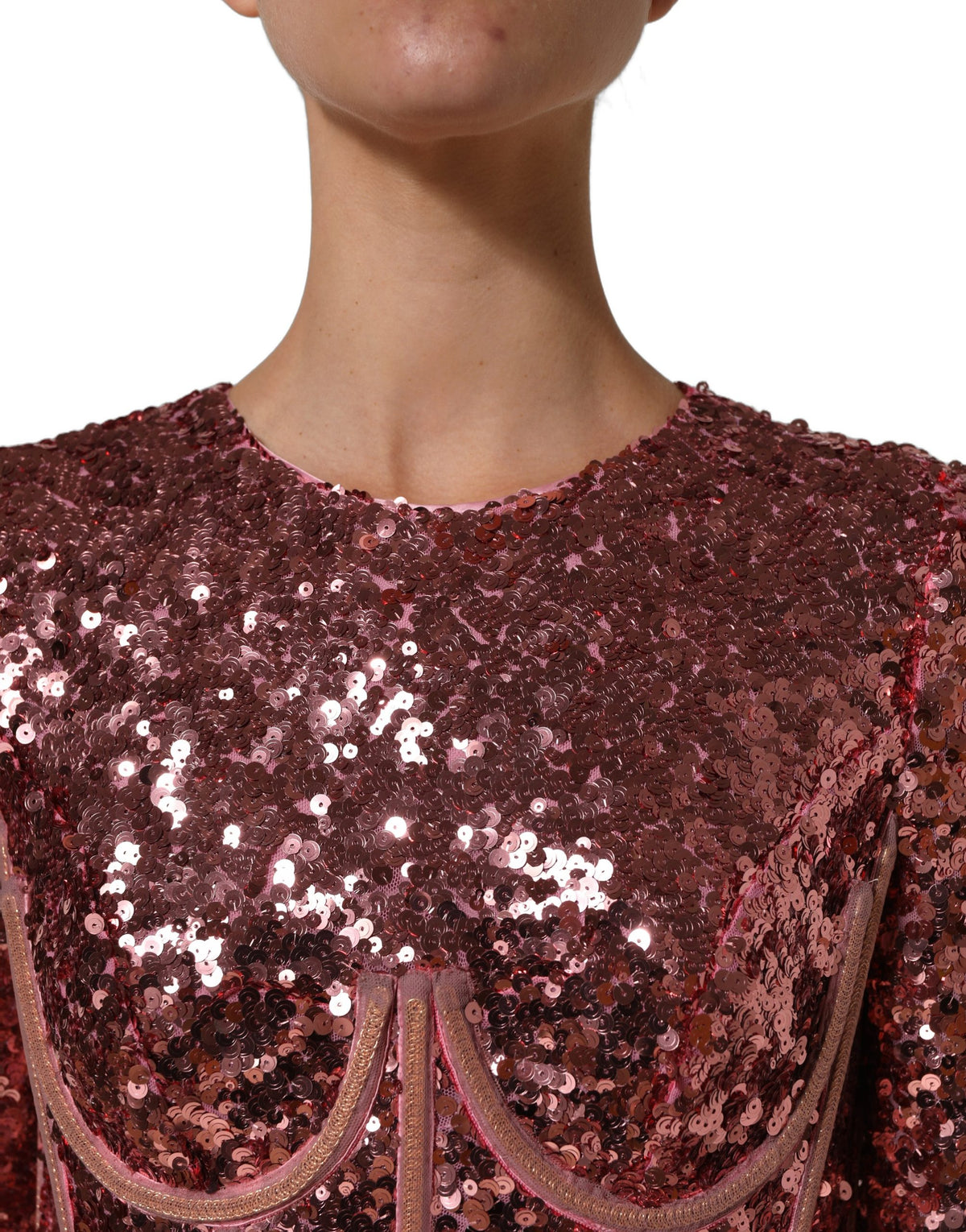Dolce & Gabbana Pink Sequined Corset Gown - Exquisite Luxury