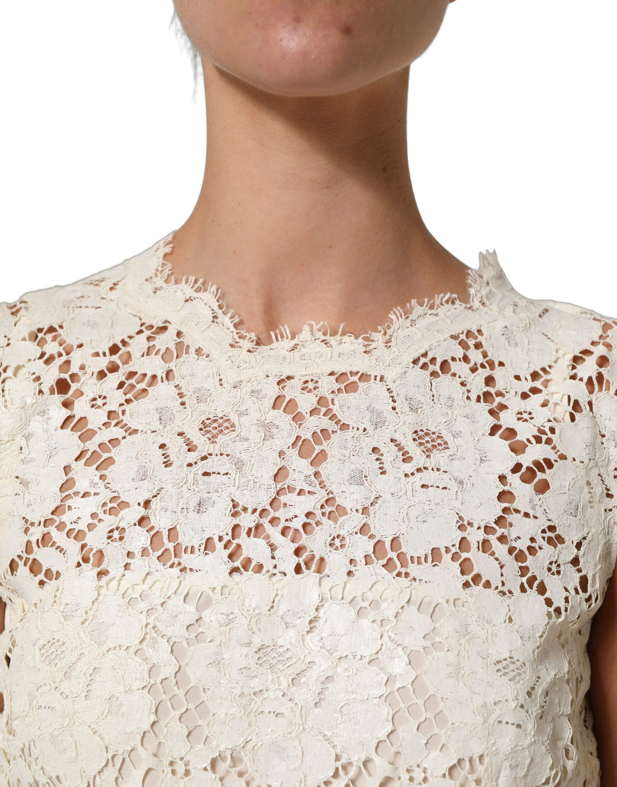 Dolce & Gabbana White Lace Midi Dress - Timeless Italian Elegance