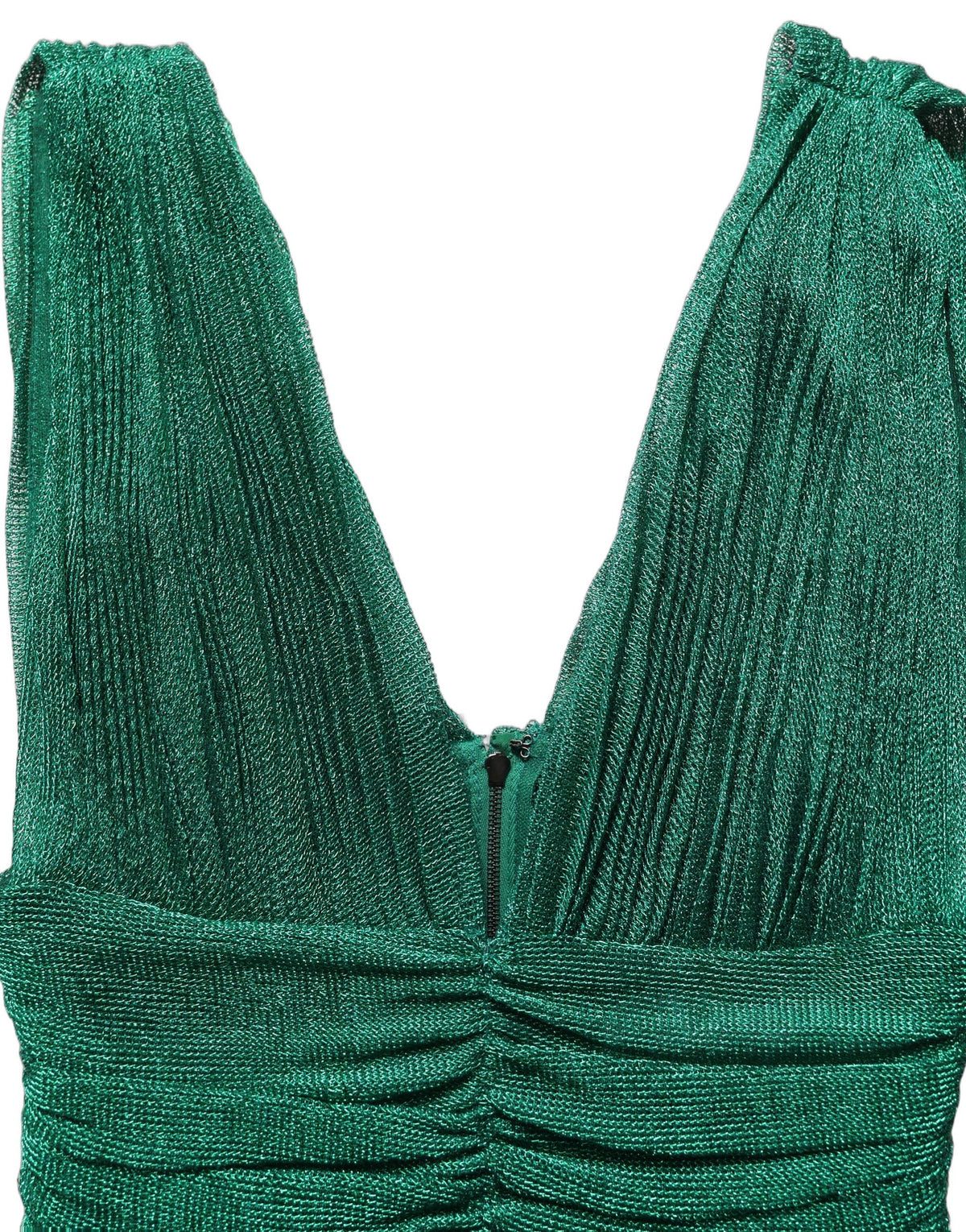 Dolce & Gabbana Metallic Green Plissé Gown - Timeless Luxury