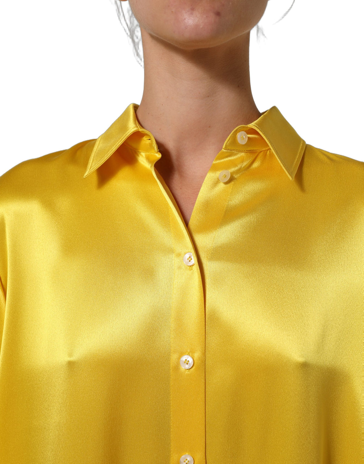 Dolce & Gabbana Yellow Silk Button Down Maxi Dress - Luxury Couture