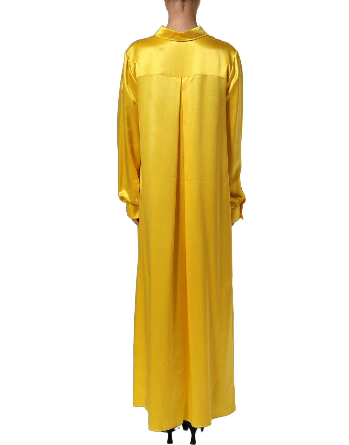 Dolce & Gabbana Yellow Silk Button Down Maxi Dress - Luxury Elegance