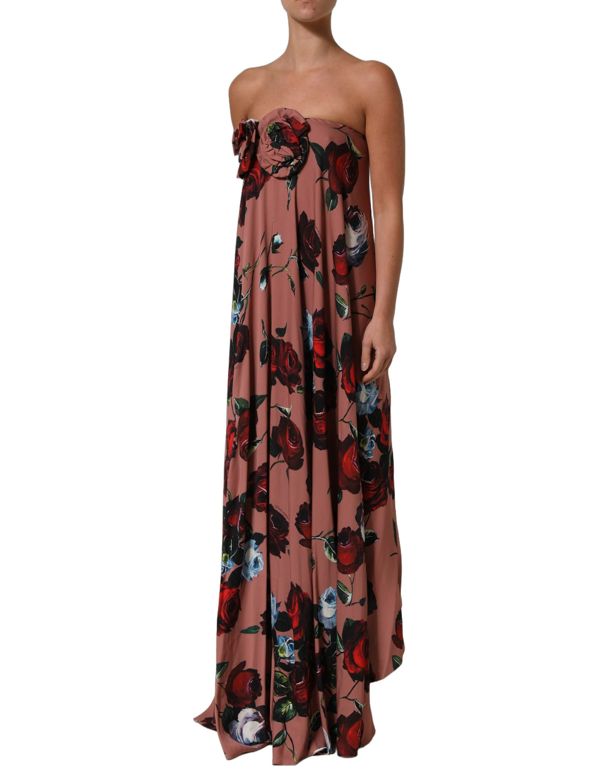 Dolce & Gabbana Dusty Pink Silk Floral Maxi Dress - Timeless Elegance