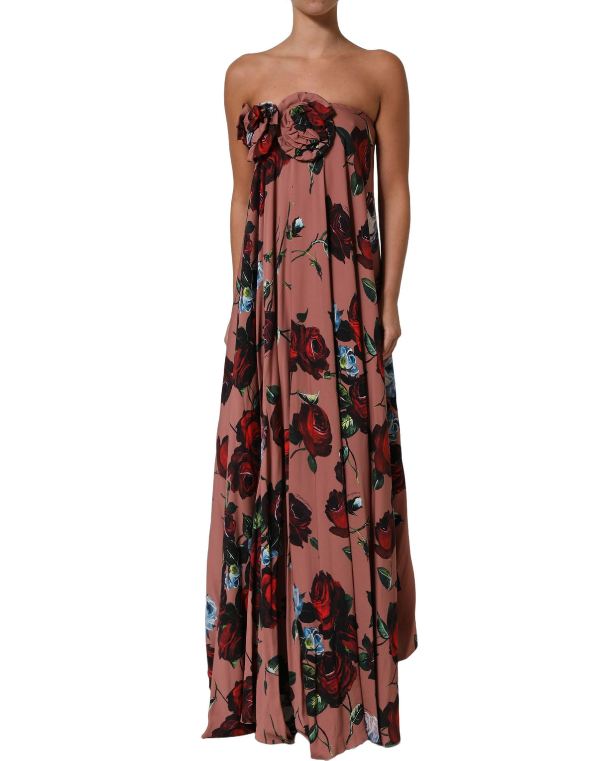 Dolce & Gabbana Dusty Pink Silk Floral Maxi Dress - Timeless Elegance