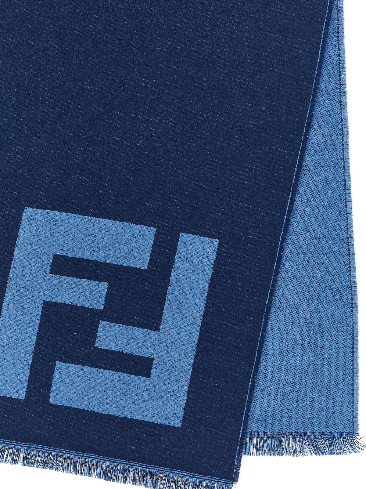 Fendi Blue Virgin Wool Scarf - Luxury Jacquard Accessory