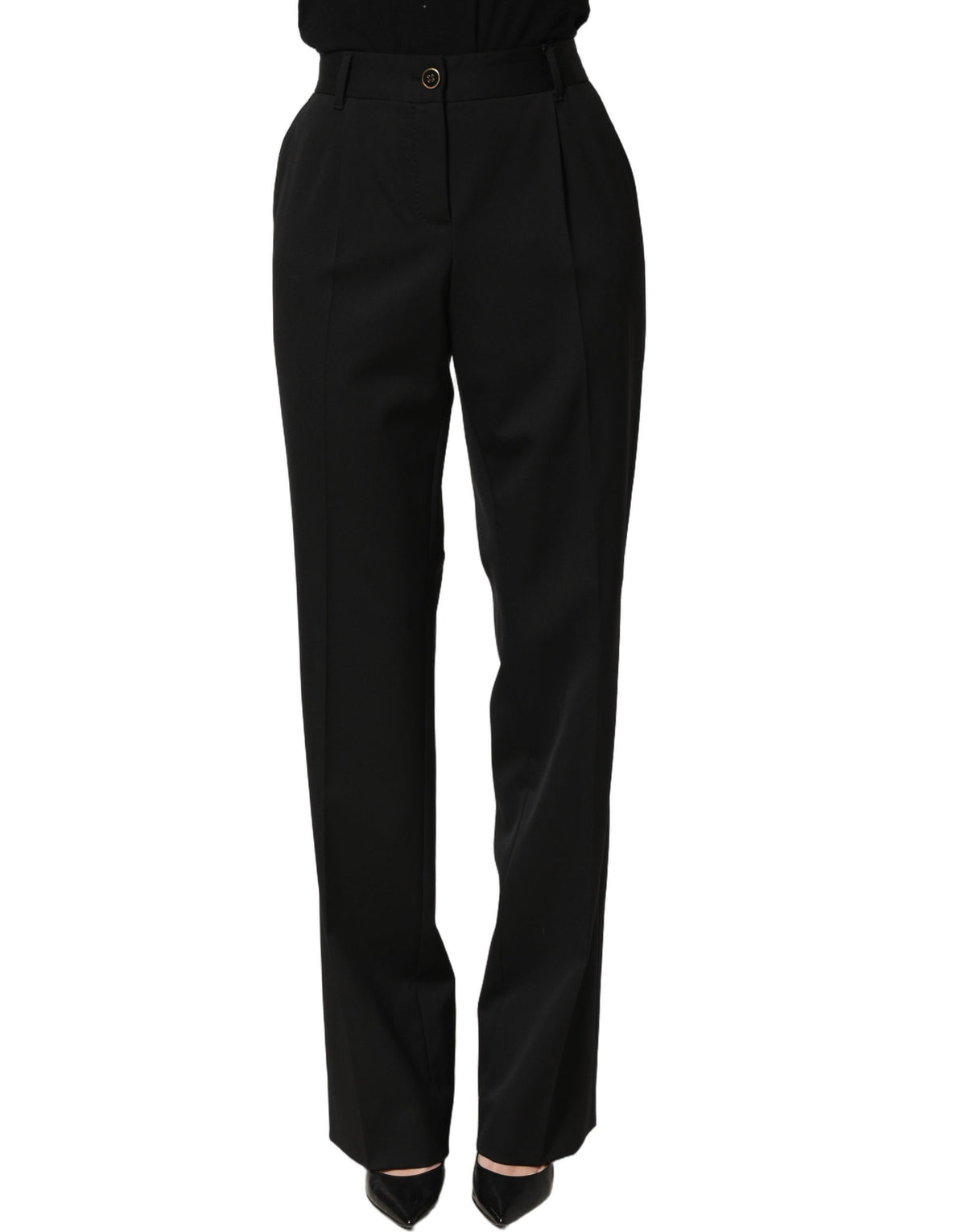 Dolce & Gabbana Black High Waist Straight Dress Trousers