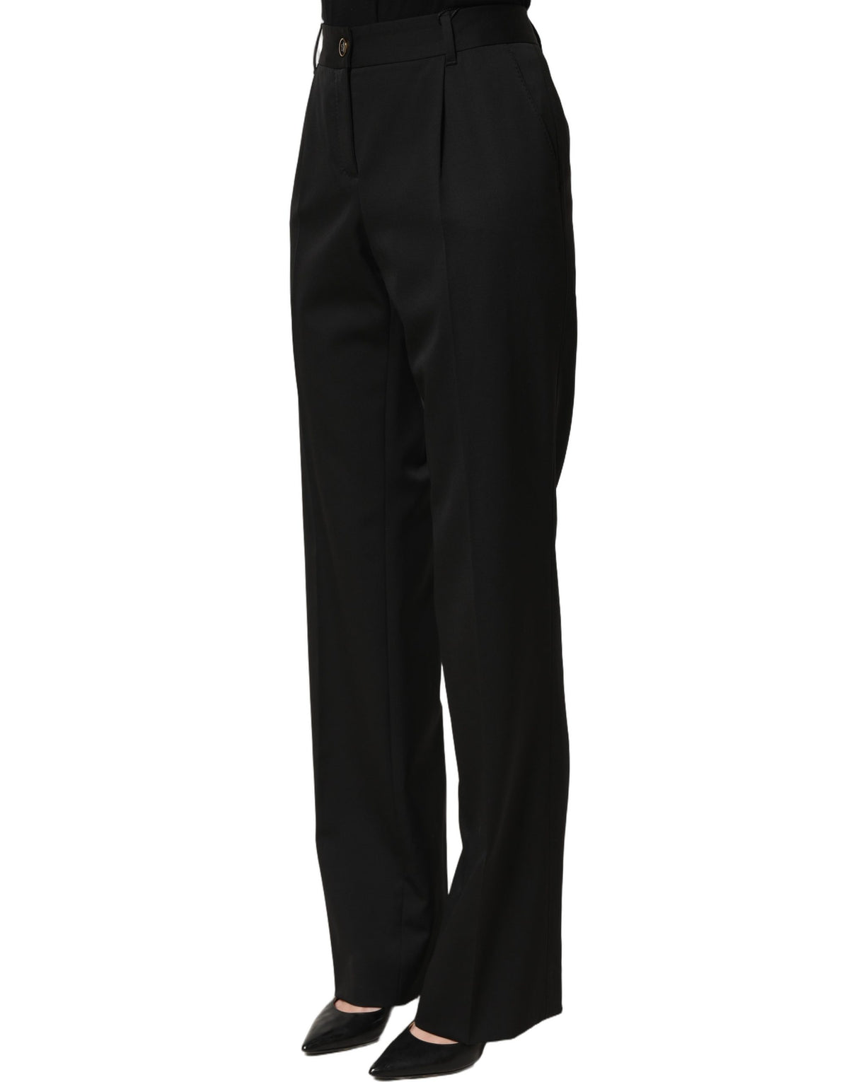 Dolce & Gabbana Black High Waist Straight Dress Trousers