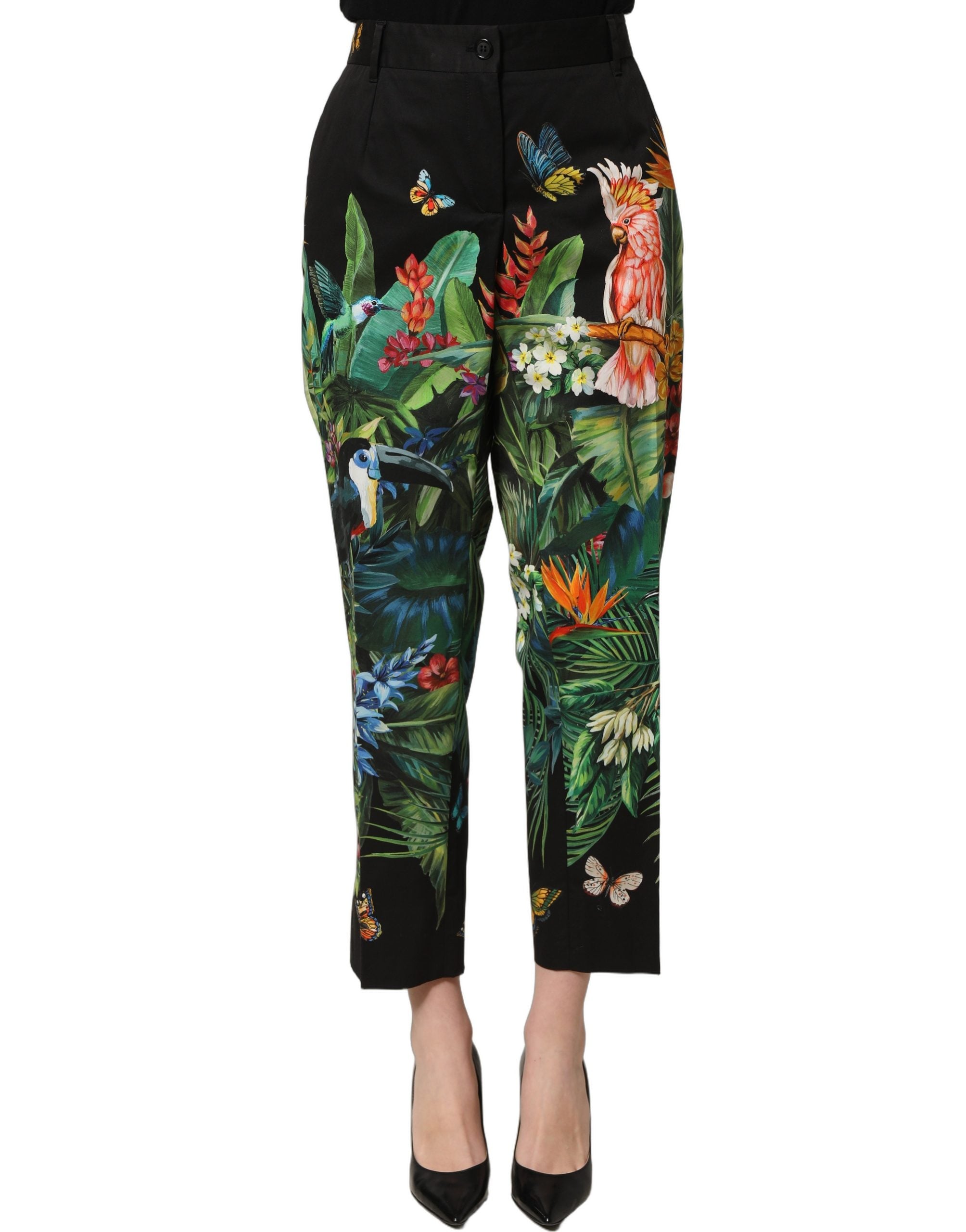 Dolce & Gabbana High Waist Tropical Print Pants for Luxe Elegance