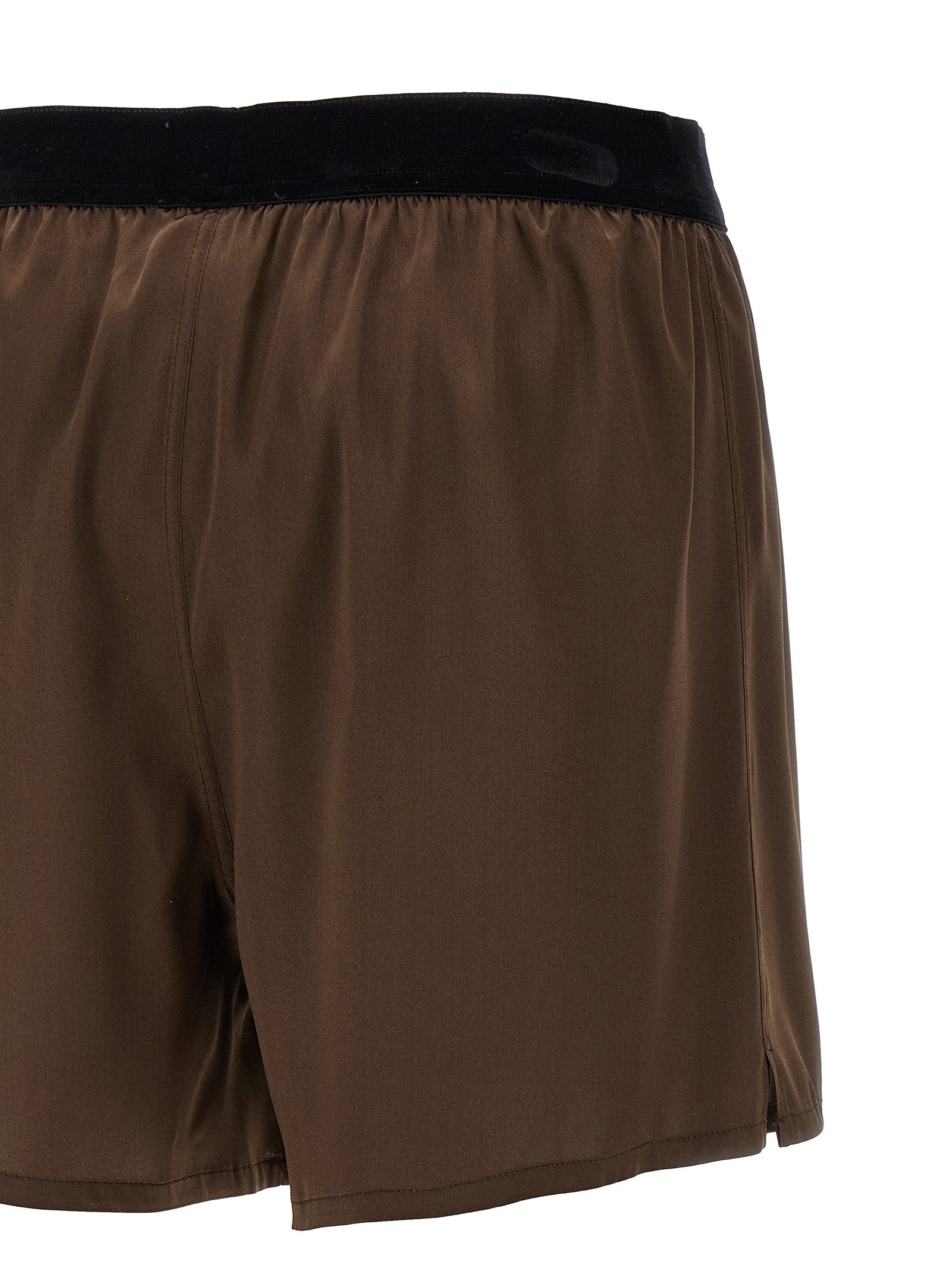 Tom Ford Brown Silk Bermuda Shorts