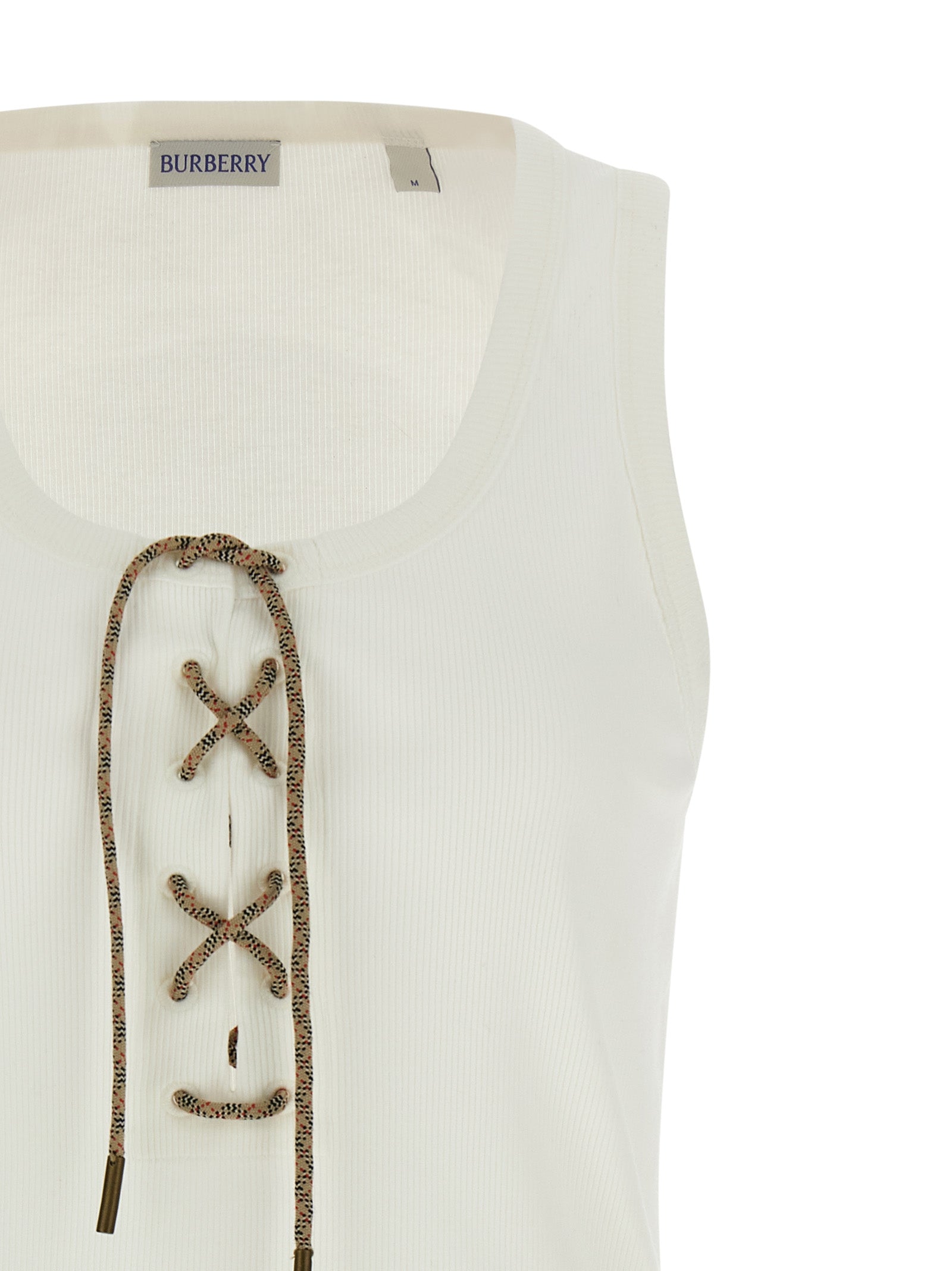 Burberry White Cotton Tank Tops