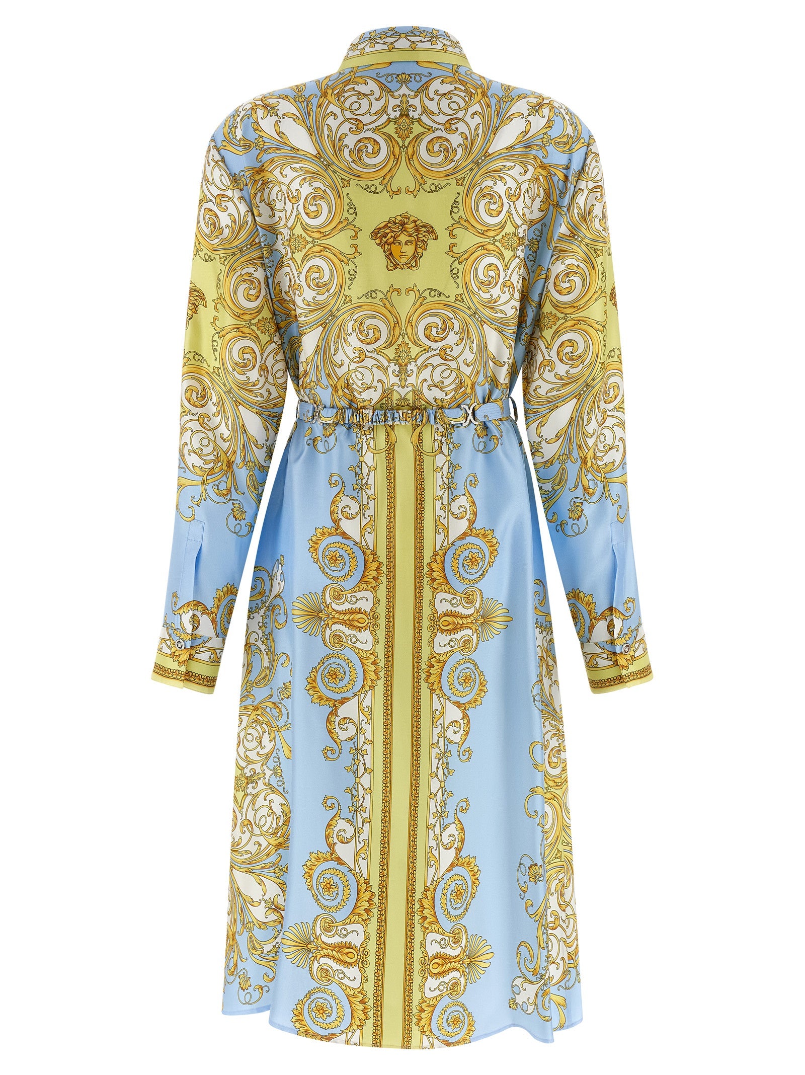 Versace Blue Silk Midi Dress - Exquisite Haute Couture Elegance