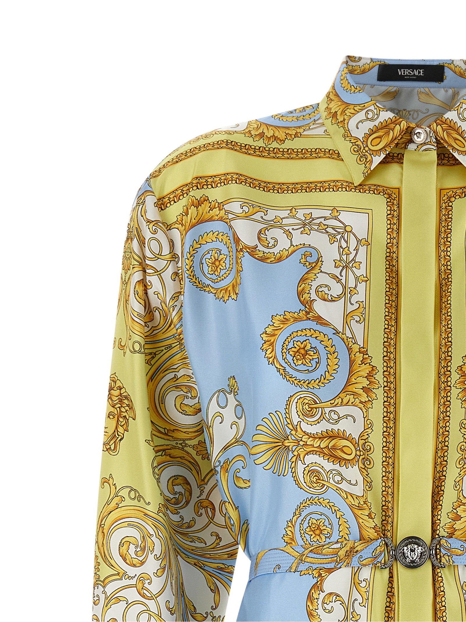Versace Blue Silk Midi Dress - Exquisite Luxury Fashion Statement