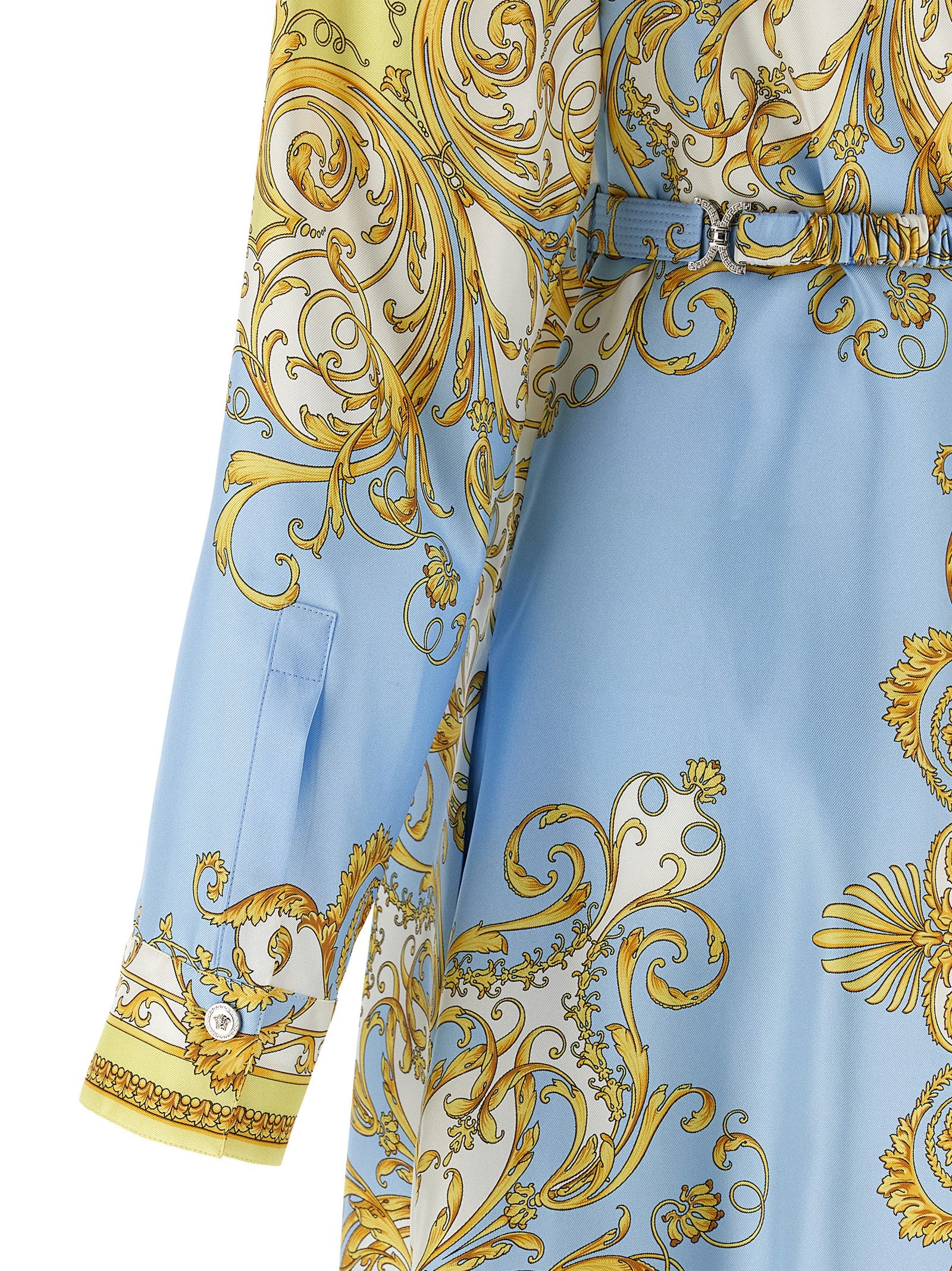 Versace Blue Silk Midi Dress - Exquisite Haute Couture Elegance