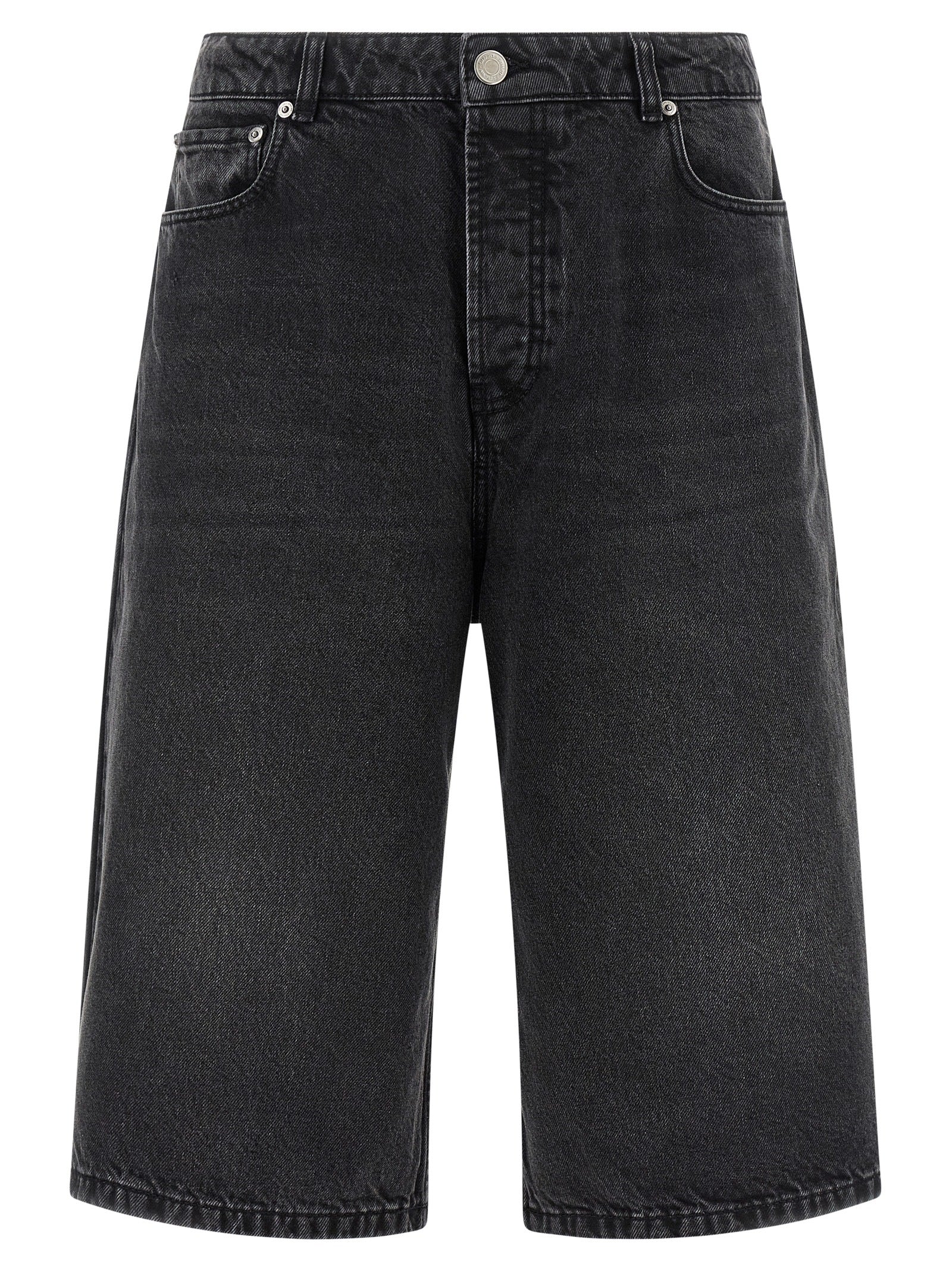 Elevate your wardrobe with the AMI PARIS Black Cotton Bermuda Shorts, a luxurious blend of comfort and style, perfect for the discerning individual seeking sophistication.