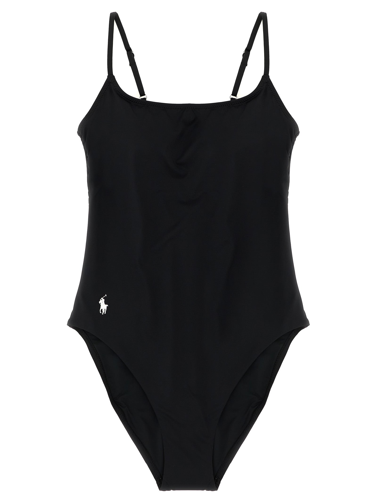 Indulge in the Polo Ralph Lauren Black Nylon One-Piece Swimsuit, crafted from sustainable materials for timeless elegance and chic sophistication by the water.